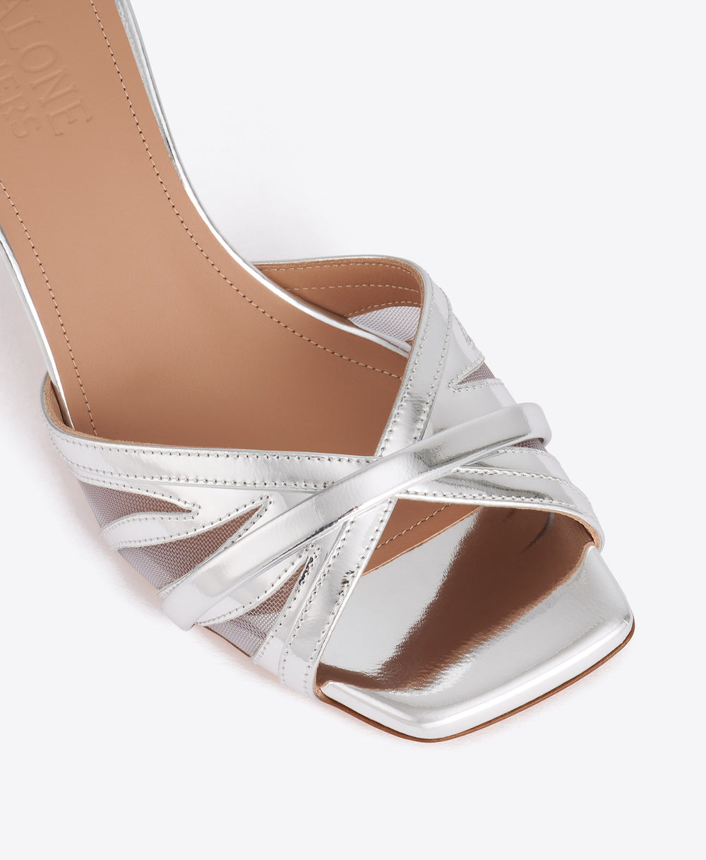 Perla 70 Silver Mirror Leather Sandals