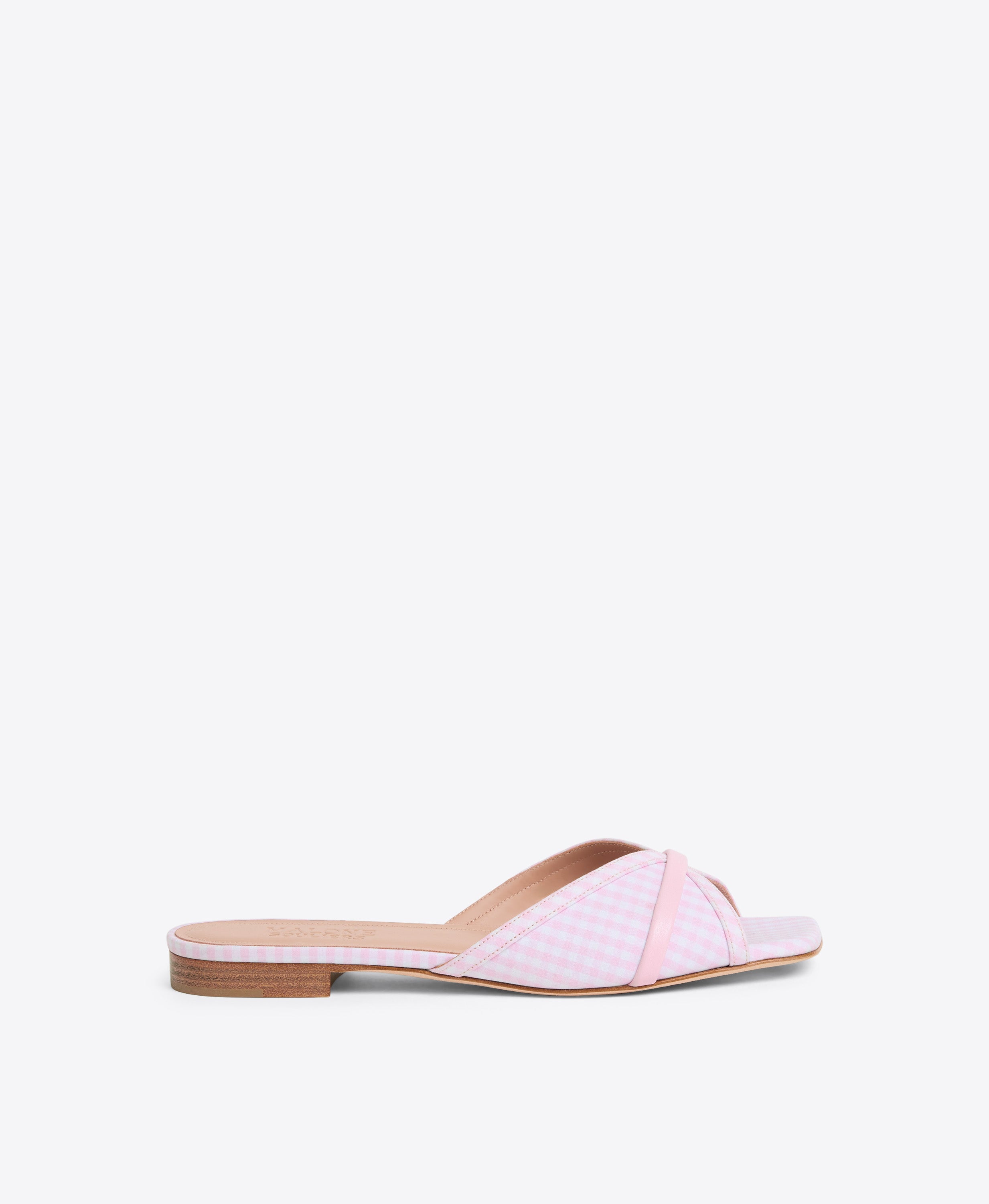 Perla Gingham Flat Sandals