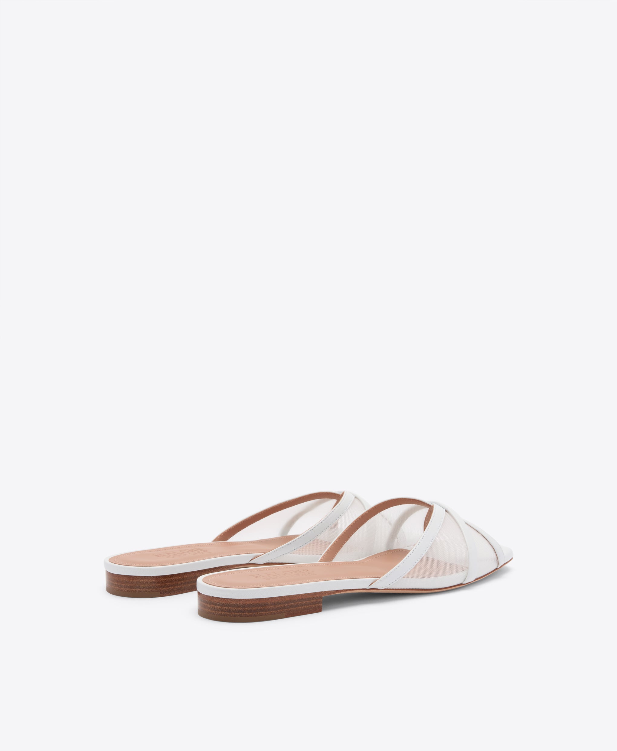 Perla White Mesh Flat Sandals Malone Souliers