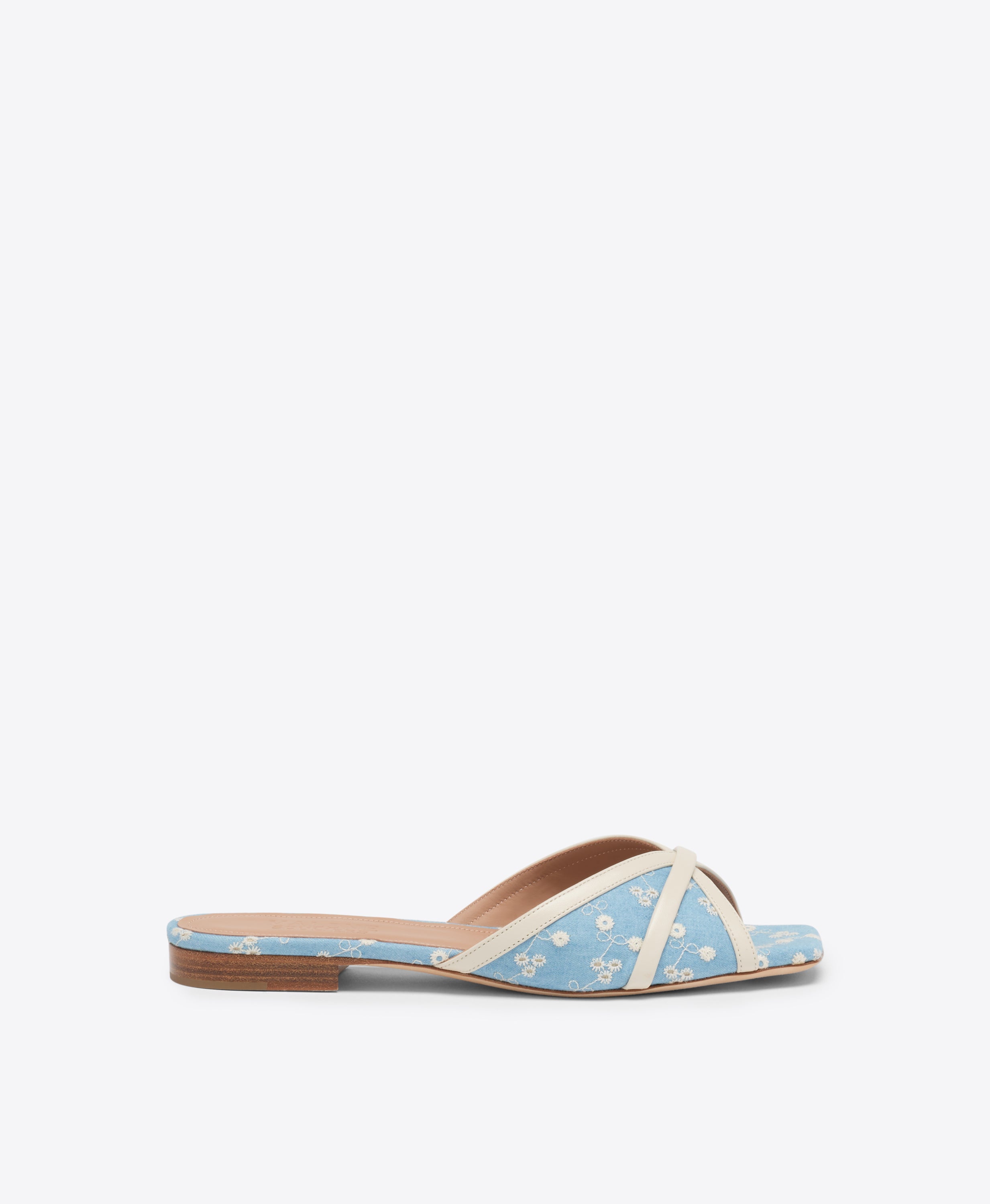 Perla Floral Denim Flat Sandals