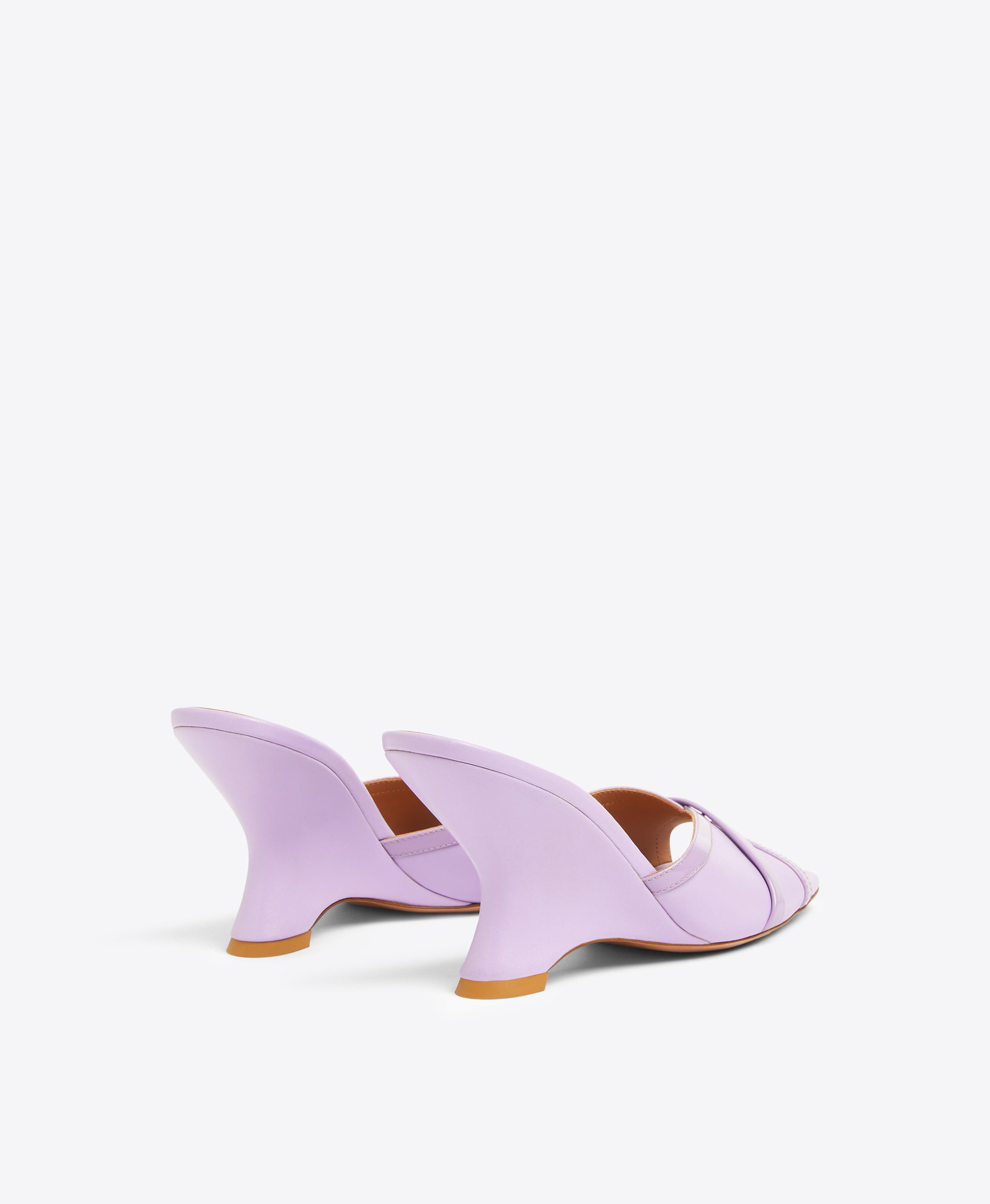 Perla 85 Lilac Leather Wedge Sandals Malone Souliers
