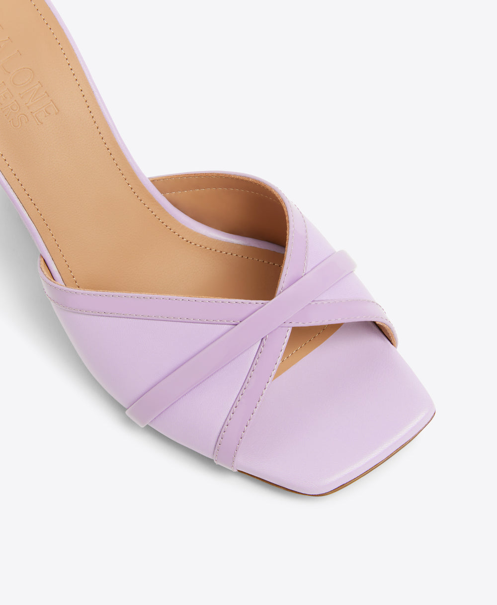 Perla 85 Lilac Leather Wedge Sandals Malone Souliers