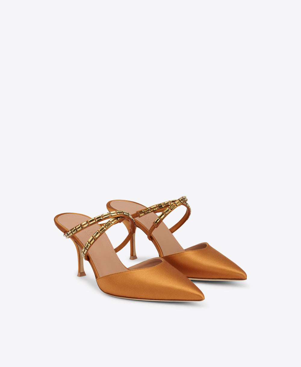 Penn 70 Bronze Crystal-Embellished Satin Mules Malone Souliers