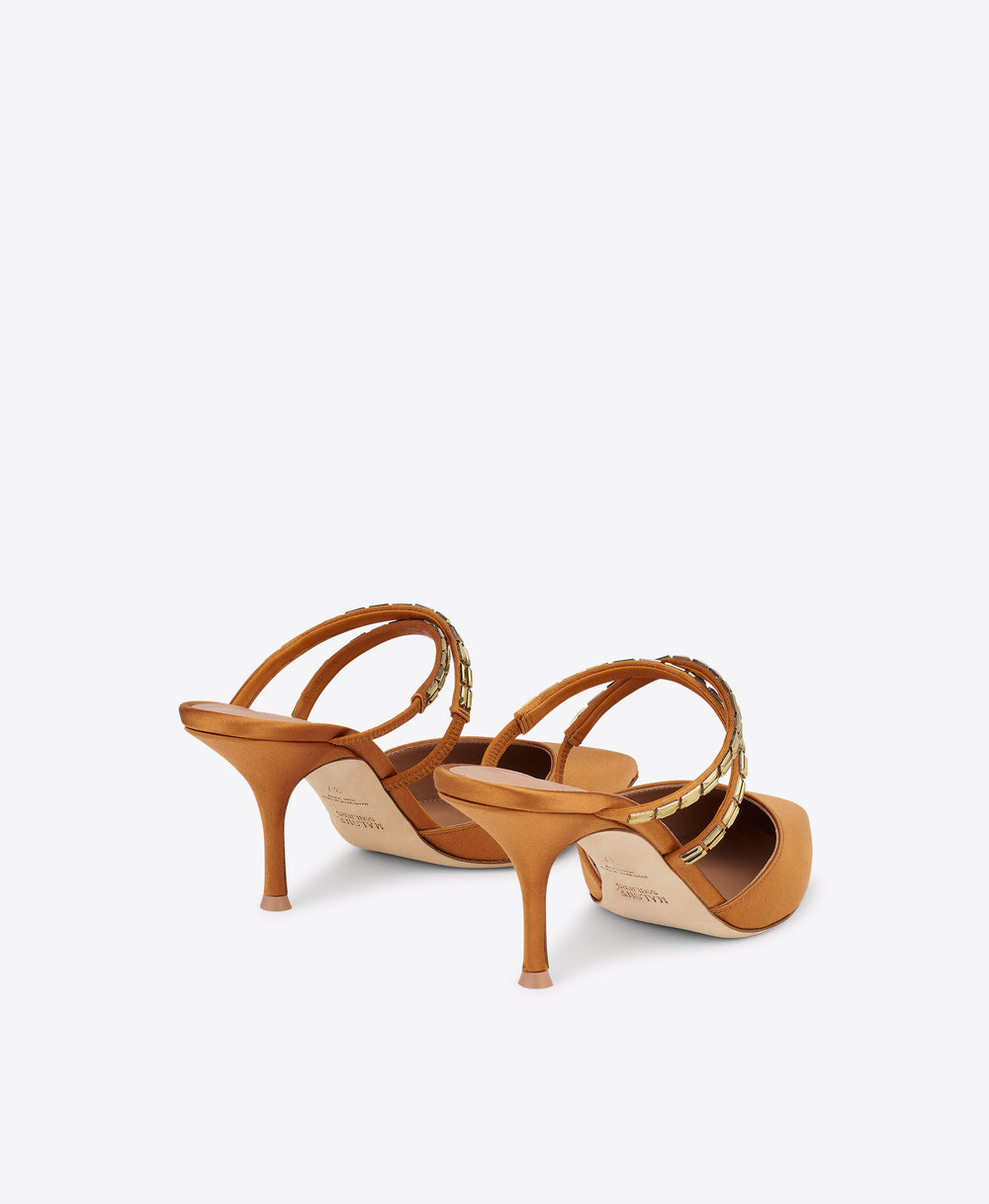 Penn 70 Bronze Crystal-Embellished Satin Mules Malone Souliers
