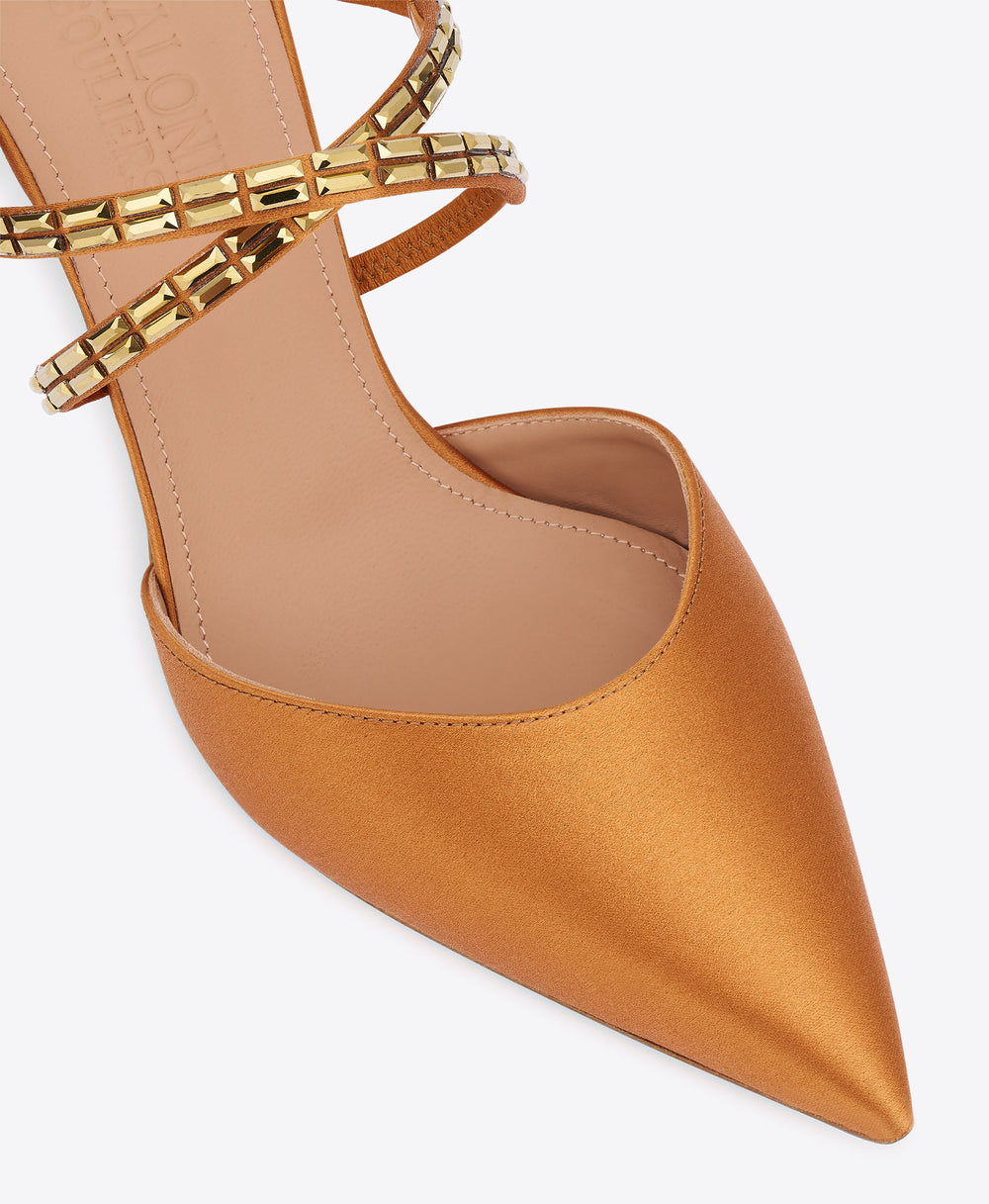 Penn 70 Bronze Crystal-Embellished Satin Mules Malone Souliers