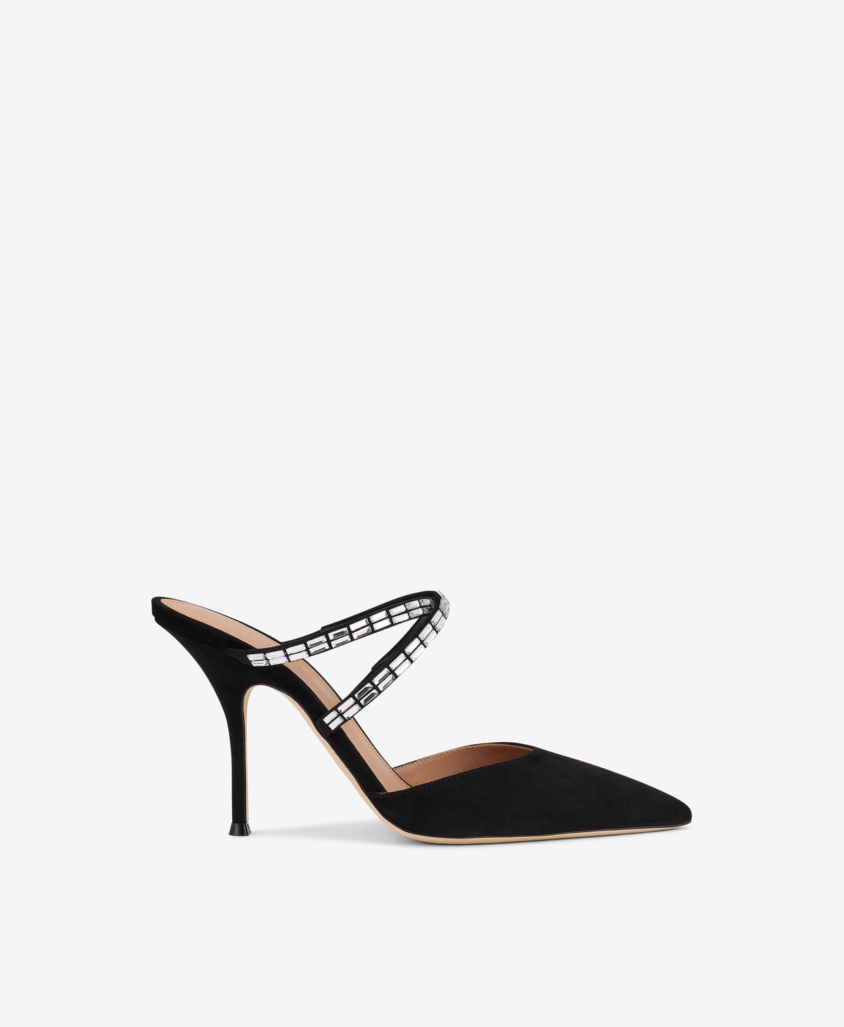 Penn 90 Black Crystal-Embellished Suede Mules Malone Souliers
