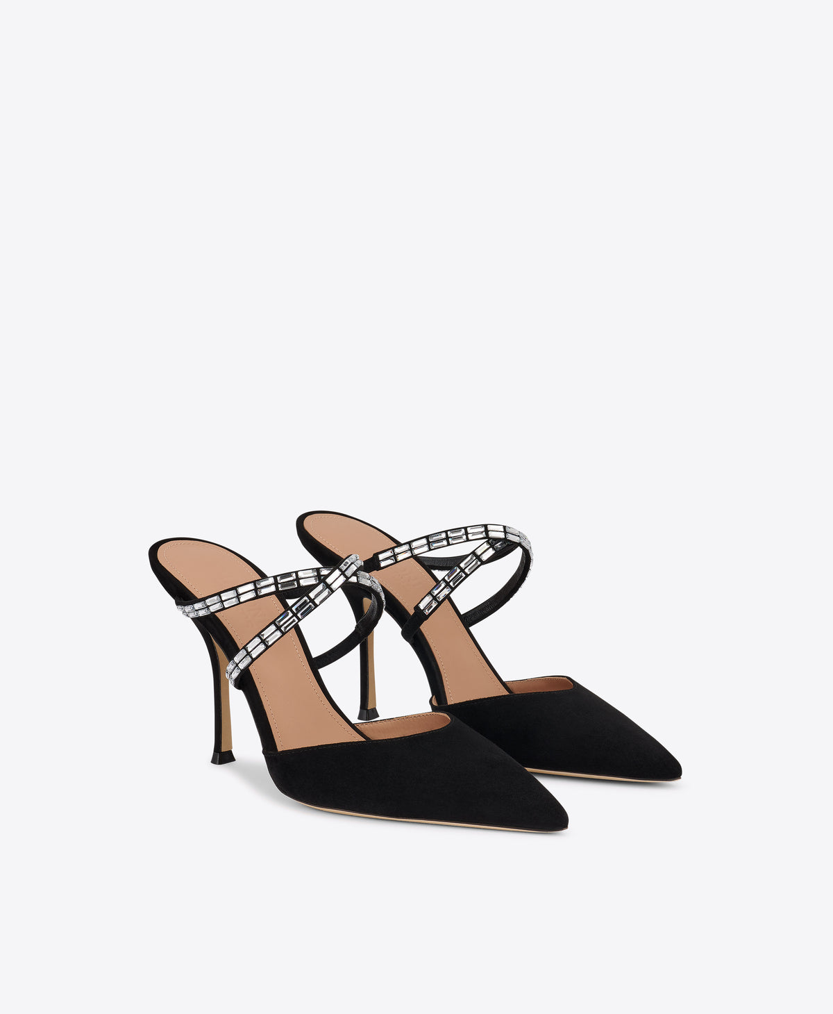 Penn 90 Black Crystal-Embellished Suede Mules Malone Souliers