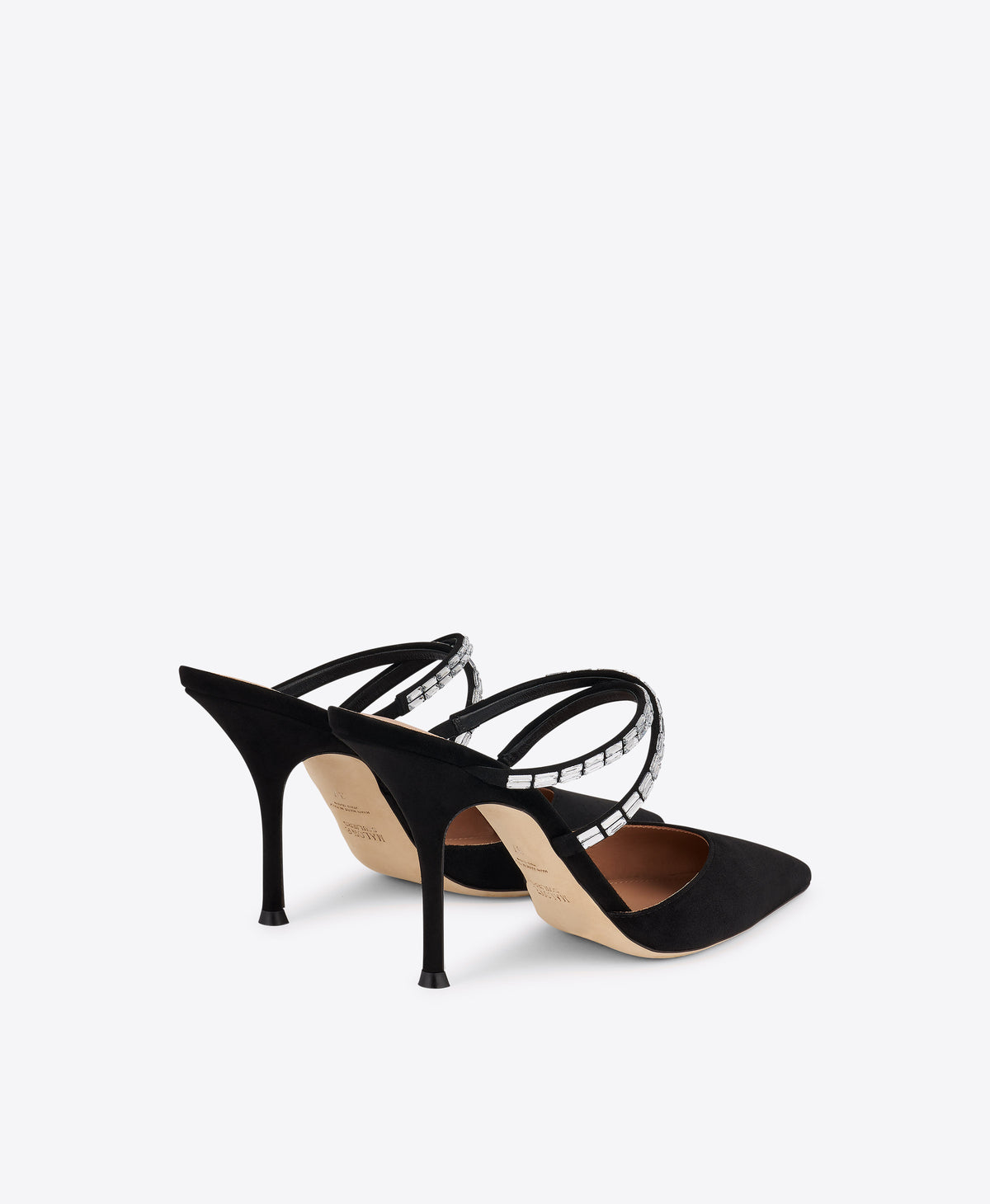 Penn 90 Black Crystal-Embellished Suede Mules Malone Souliers