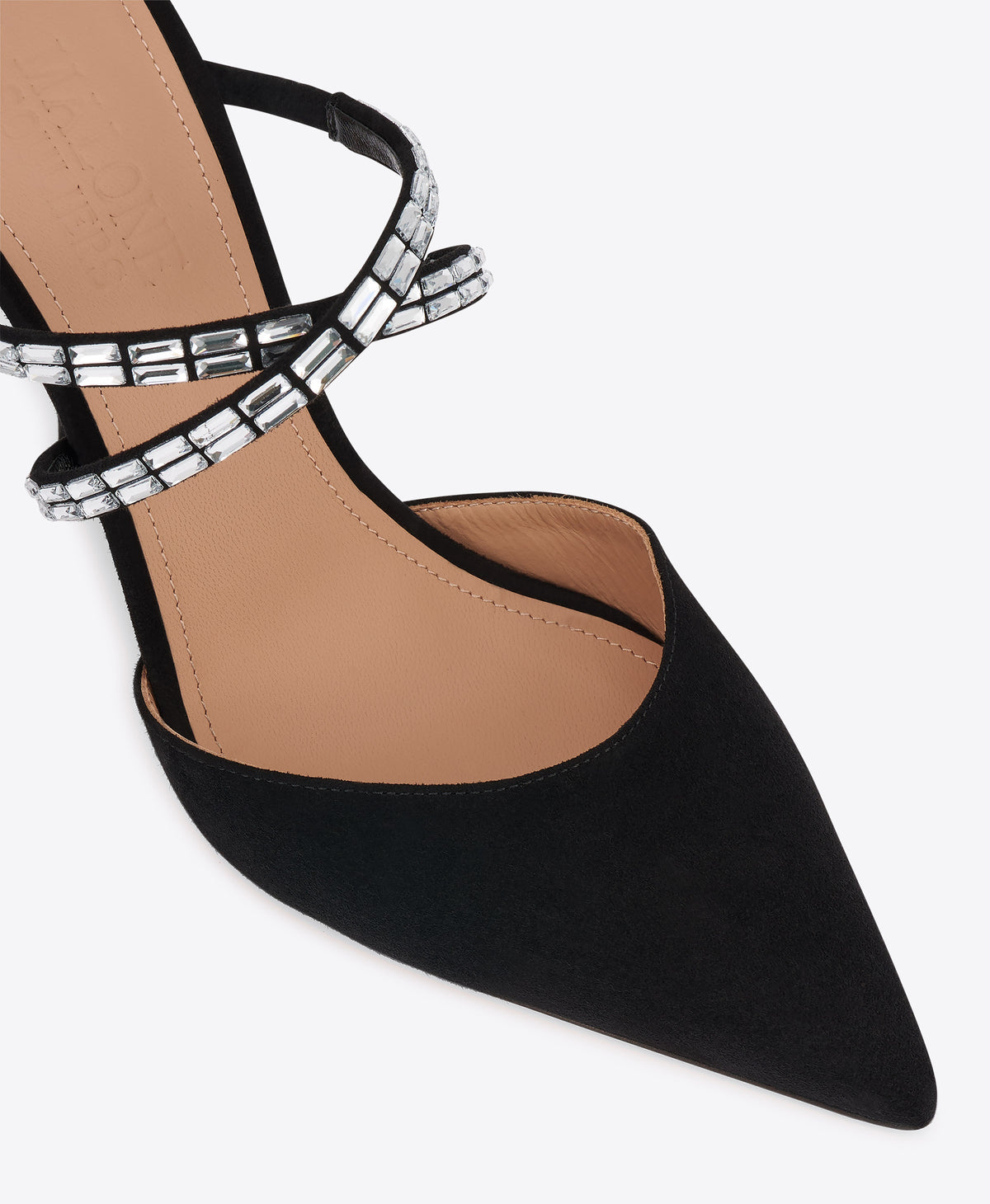Penn 90 Black Crystal-Embellished Suede Mules Malone Souliers