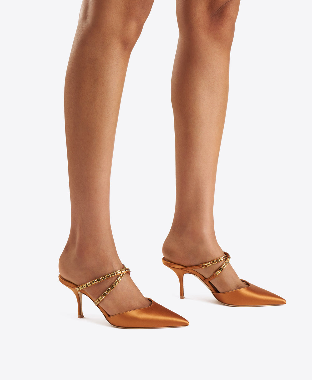 Penn 70 Bronze Crystal-Embellished Satin Mules Malone Souliers