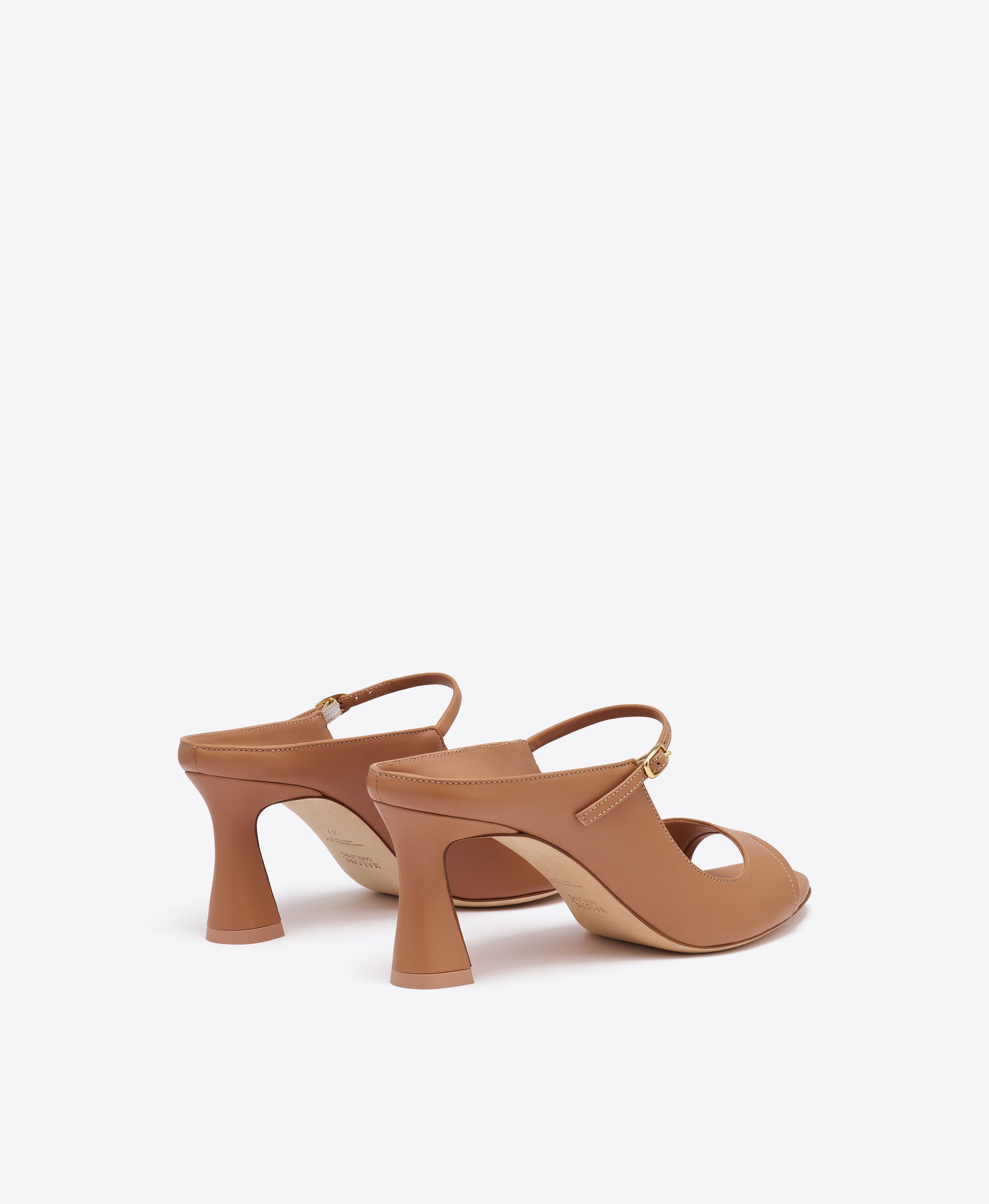 Rania 70 Blush Leather Block Heel Sandals|Malone Souliers