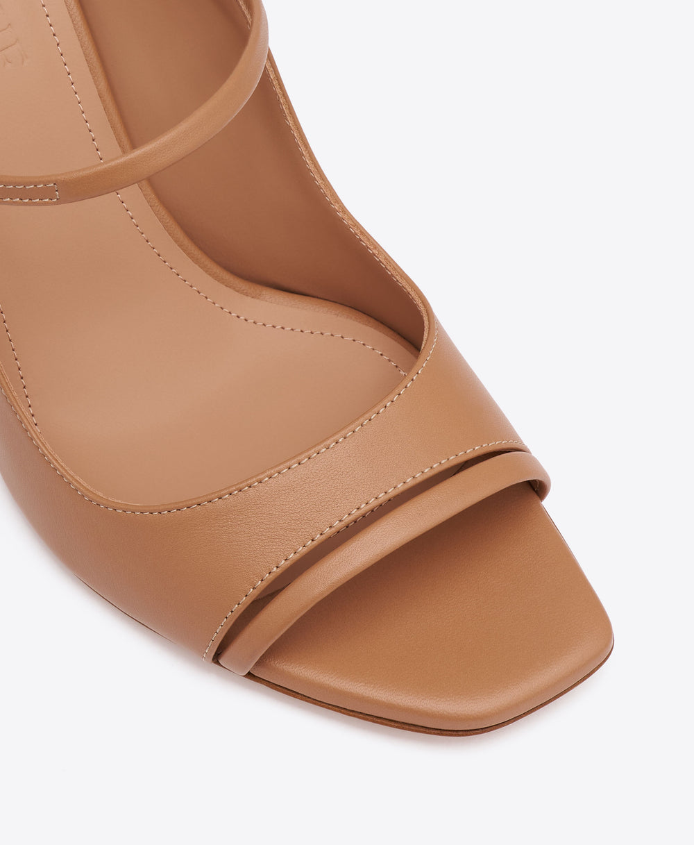 Rania 70 Blush Leather Block Heel Sandals Malone Souliers