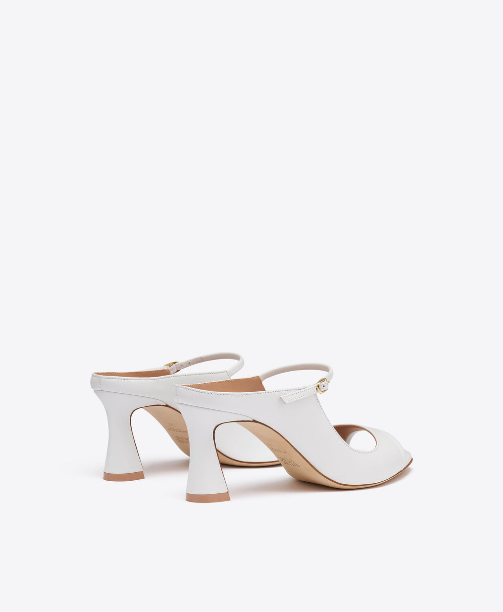 Rania 70 White Leather Block Heel Sandals Malone Souliers