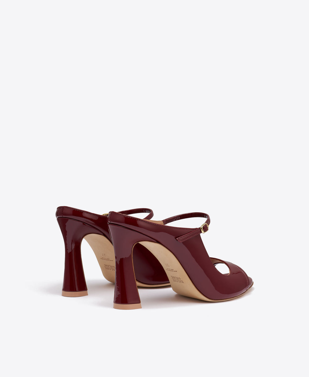 Rania 90 Red Patent Leather Block Heel Sandals Malone Souliers