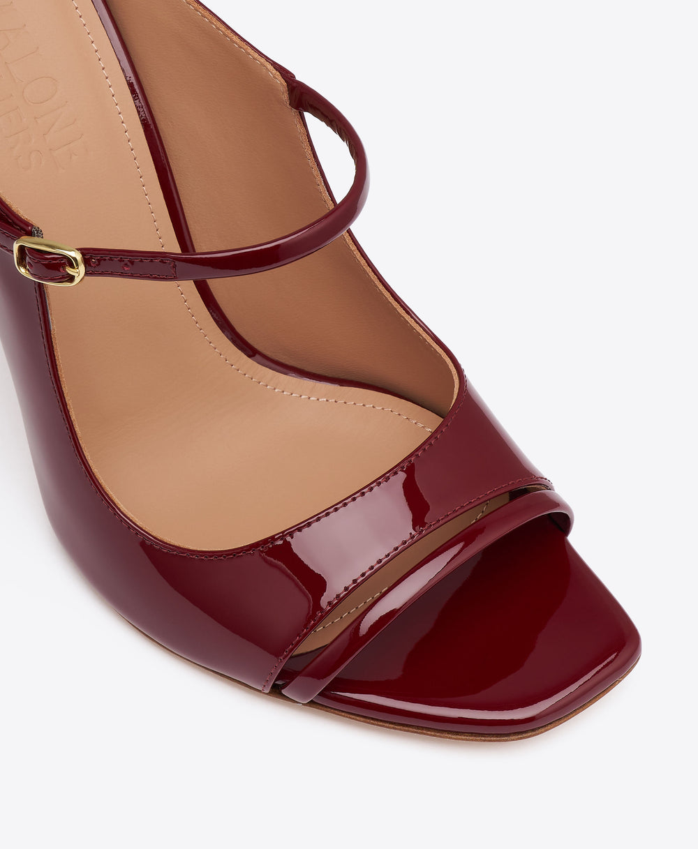 Rania 90 Red Patent Leather Block Heel Sandals Malone Souliers