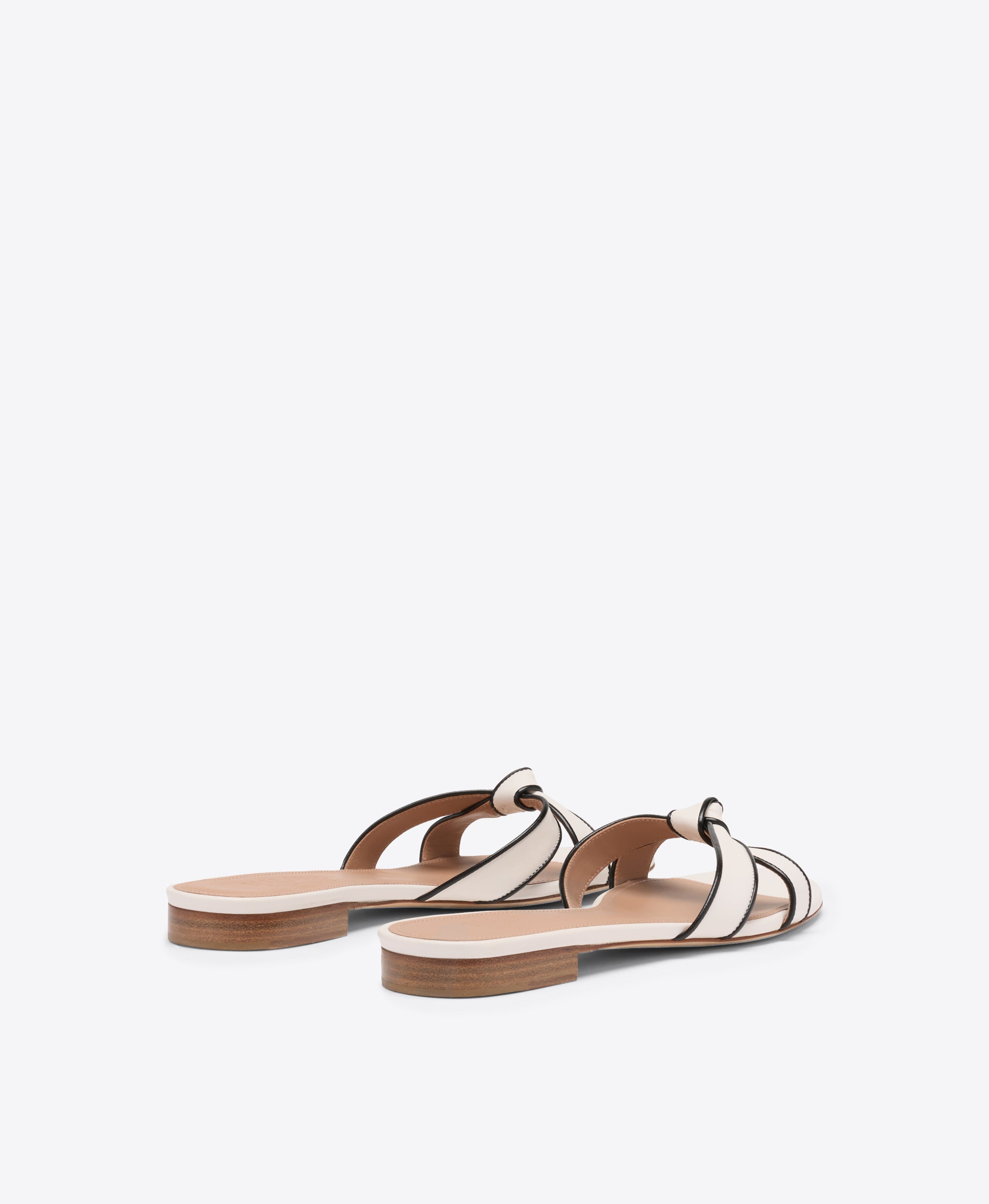 Raquel White & Black Knotted Leather Flat Sandals Malone Souliers