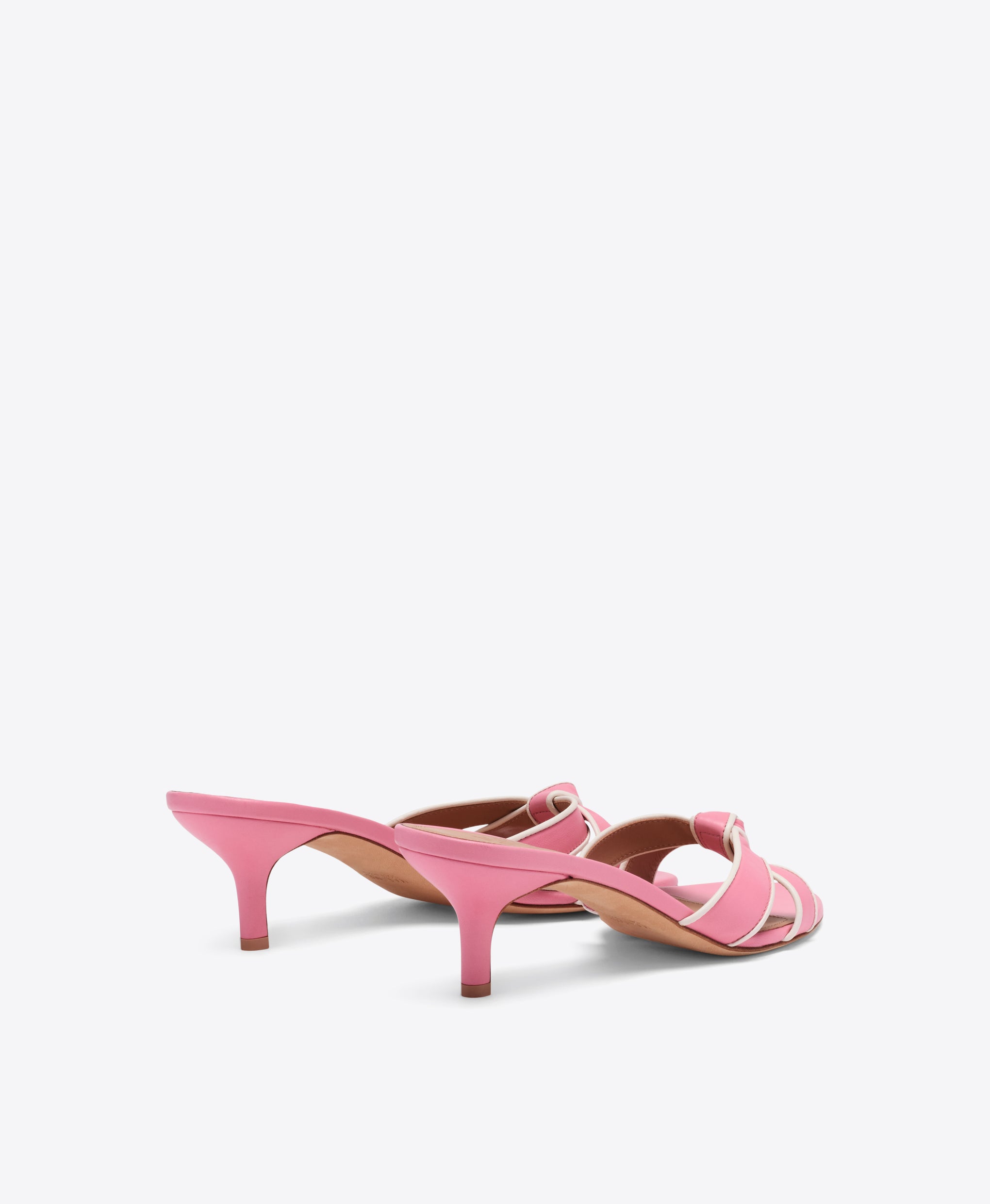 Raquel 45 Pink Knotted Leather Kitten Heel Sandals Malone Souliers
