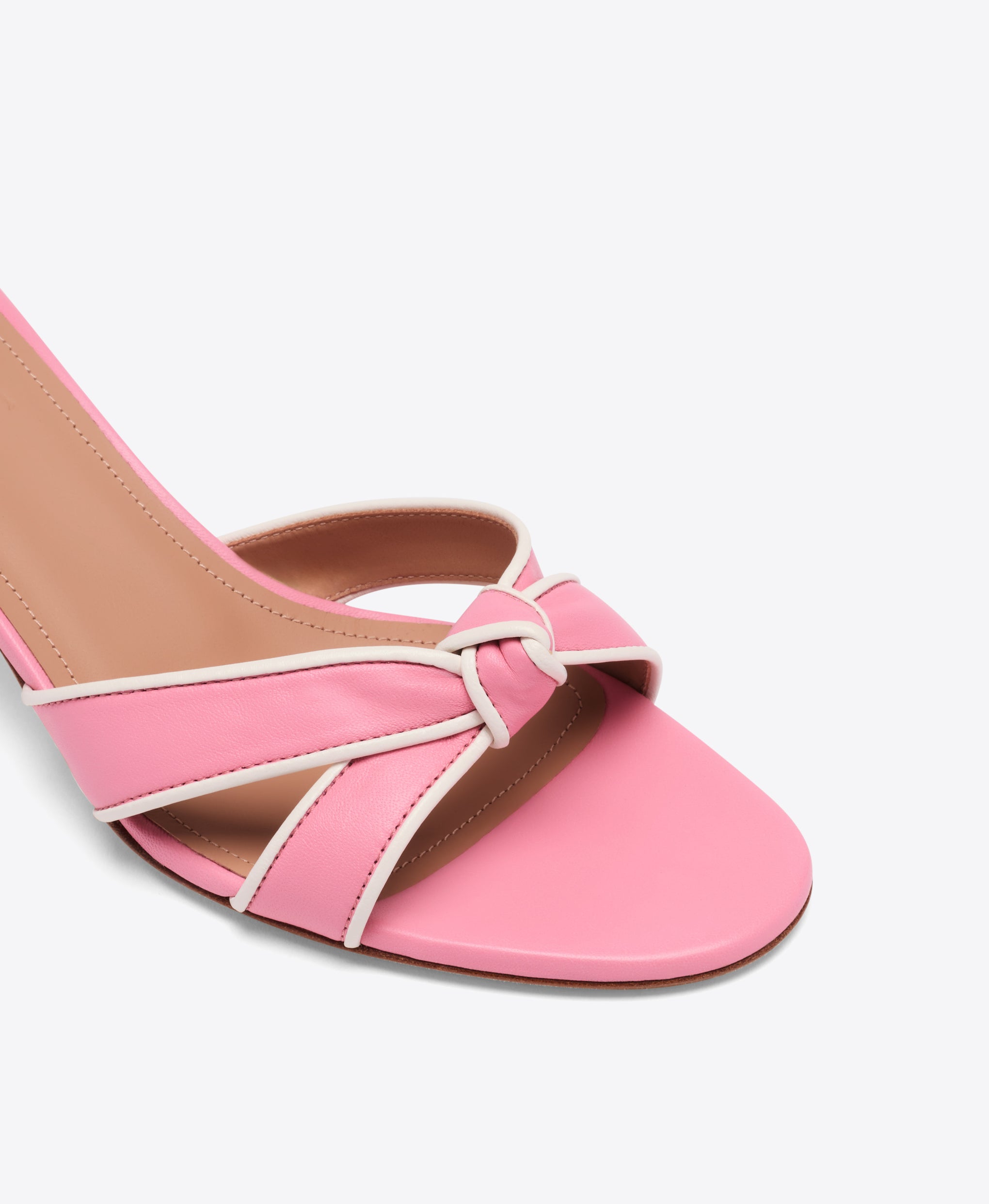 Raquel 45 Pink Knotted Leather Kitten Heel Sandals Malone Souliers