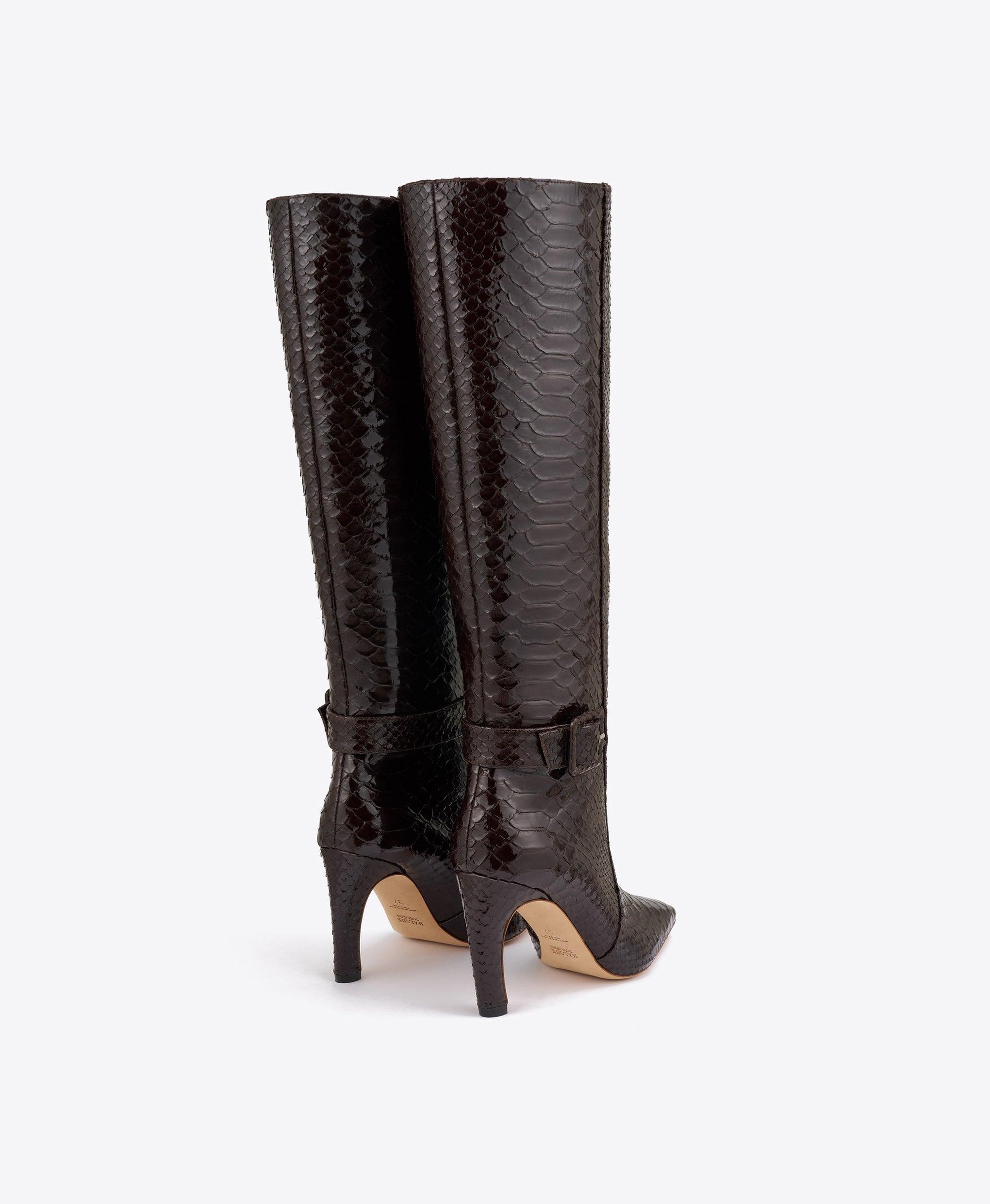Raven 90 Dark Brown Embossed Leather Tall Boots