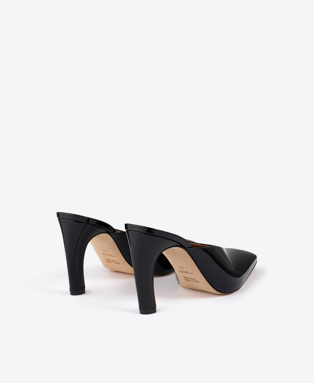 Rowe 90 Black Patent Mules