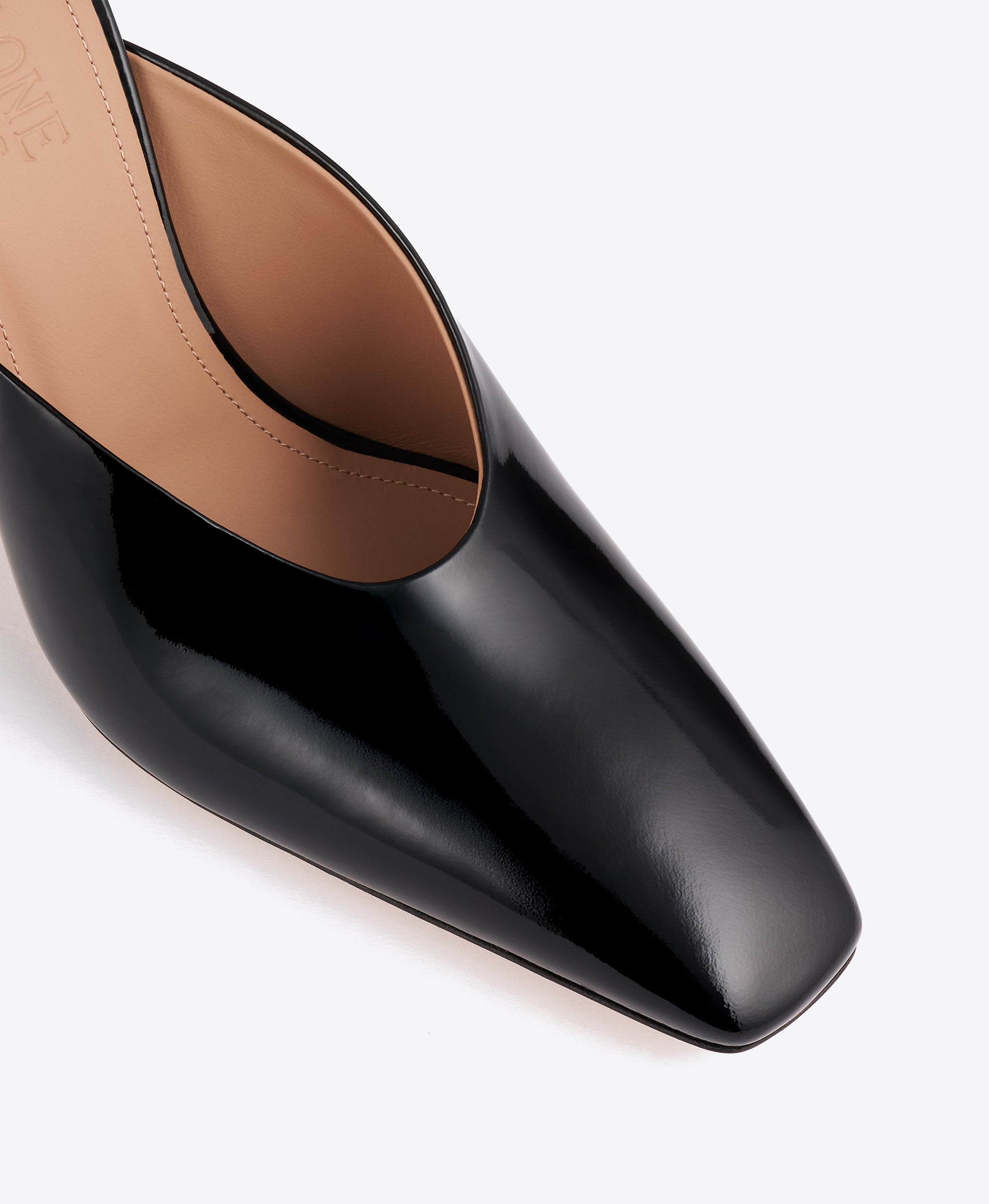 Rowe 90 Black Patent Mules