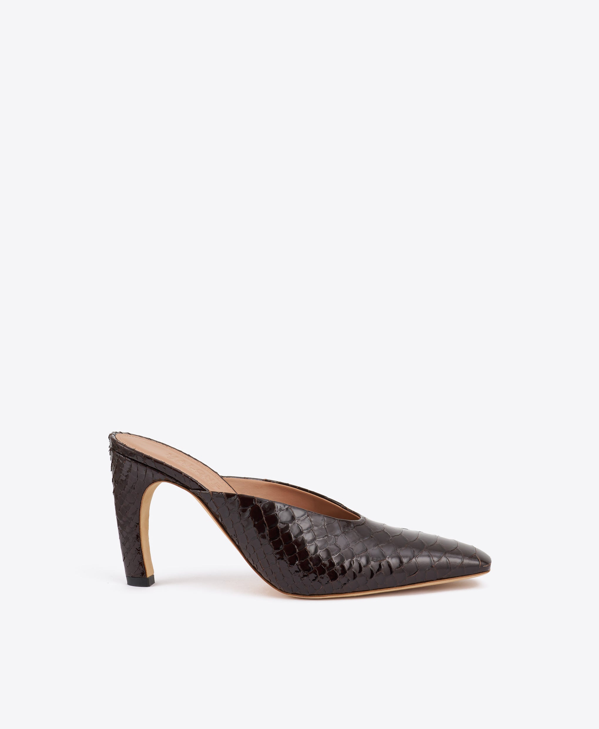 Rowe 90 Dark Brown Embossed Leather Mules