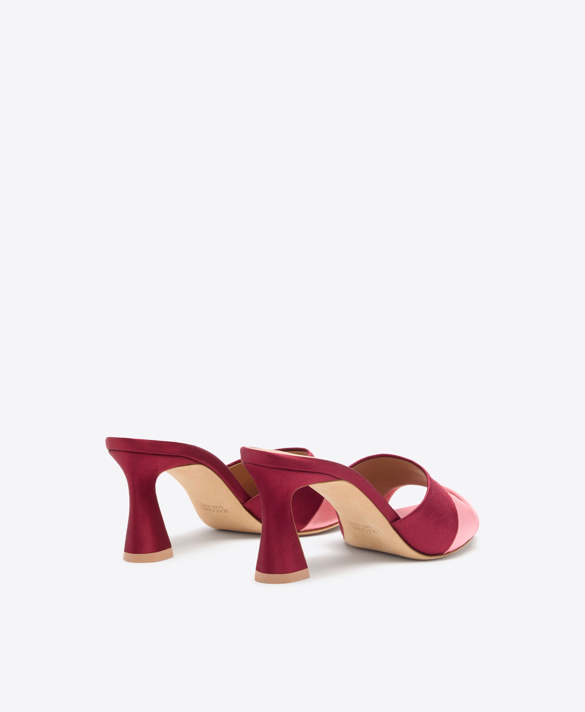 Roxanne 70 Red & Pink Satin Block Heel Sandals Malone Souliers