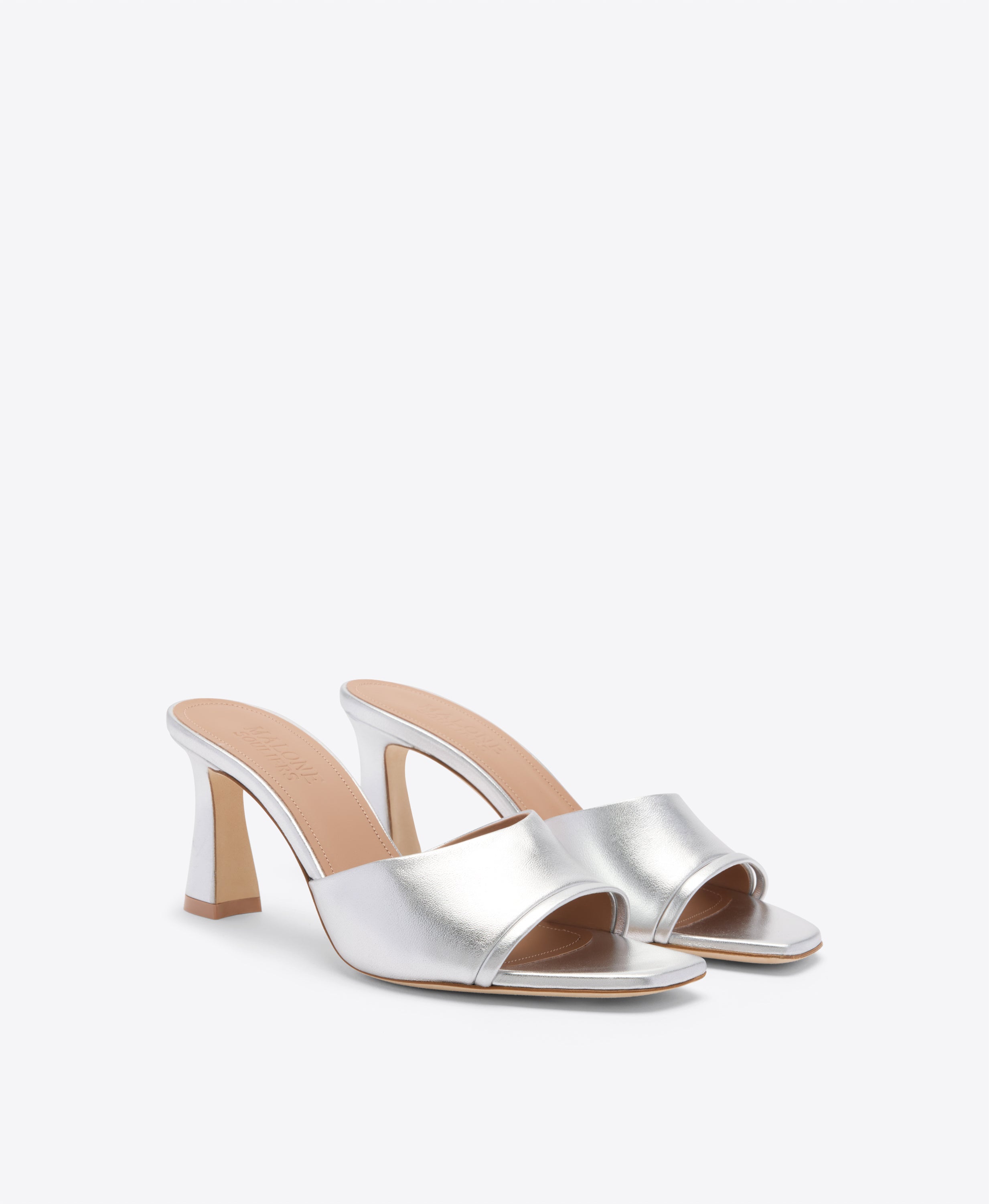 Roxanne 70 Silver Metallic Leather Sandals | Malone Souliers