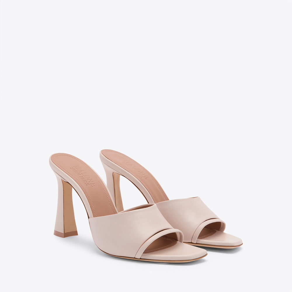 Roxanne 90 Pale Pink Leather Heeled Sandals  Malone Souliers