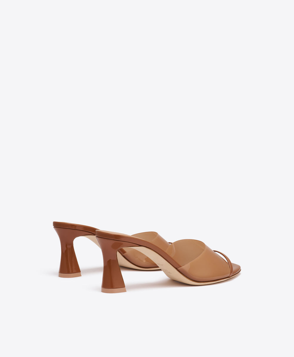 Roxanne 70 Brown Patent & PVC Leather Sandals with Block Heel Malone Souliers