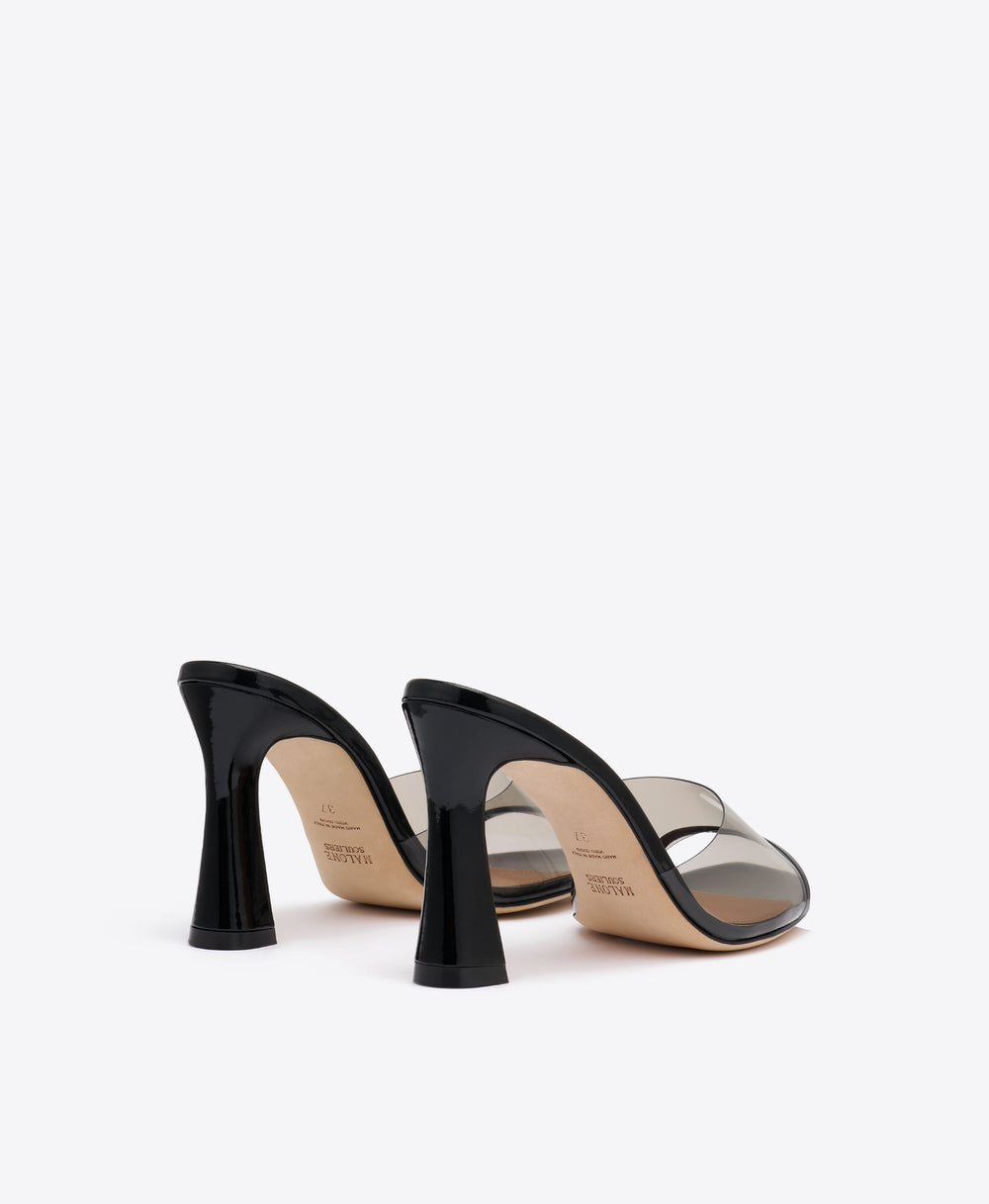 Roxanne 90 Black Patent Leather Block Heel Sandals Malone Souliers