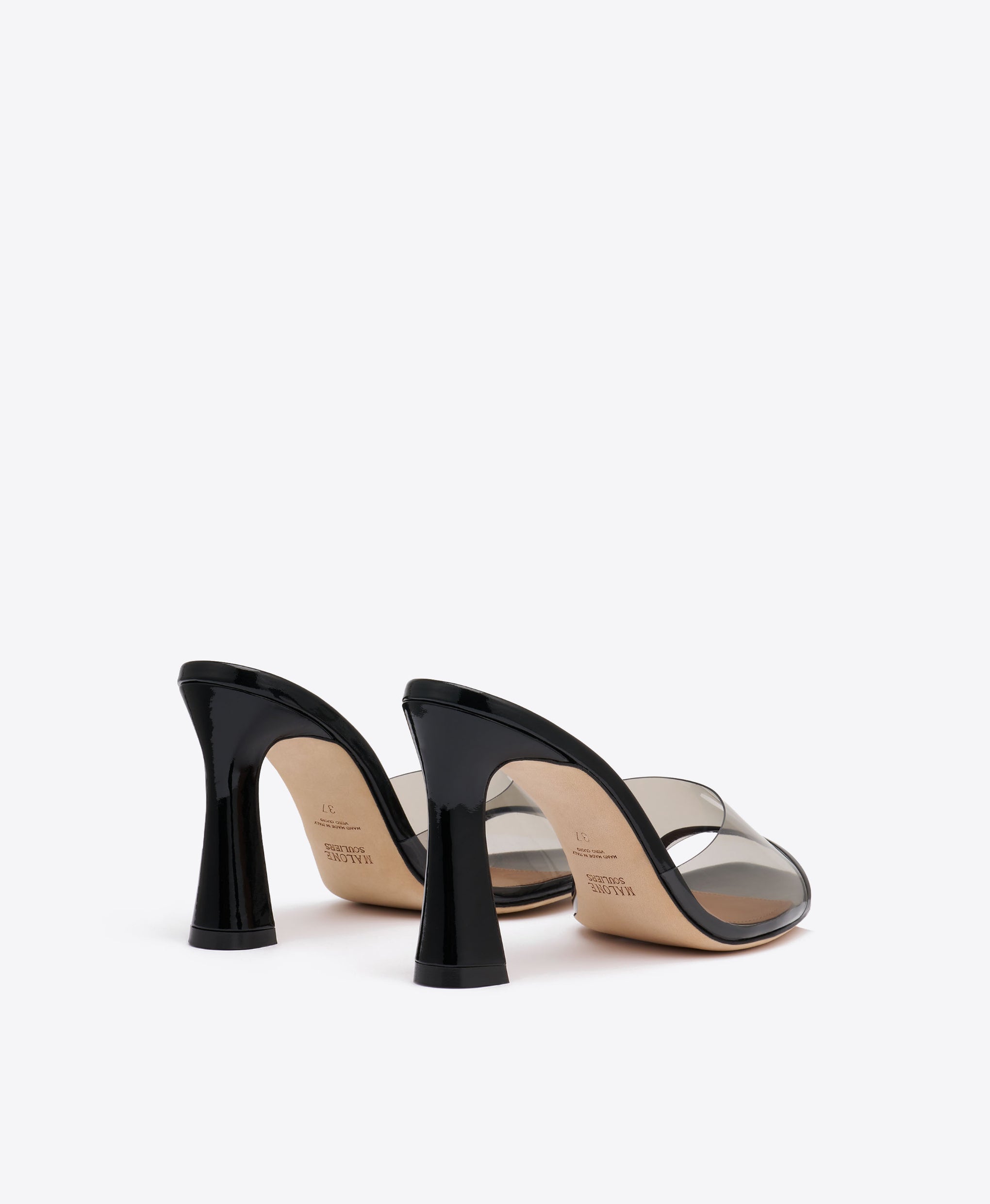 Roxanne 90 Black Patent Leather Block Heel Sandals Malone Souliers