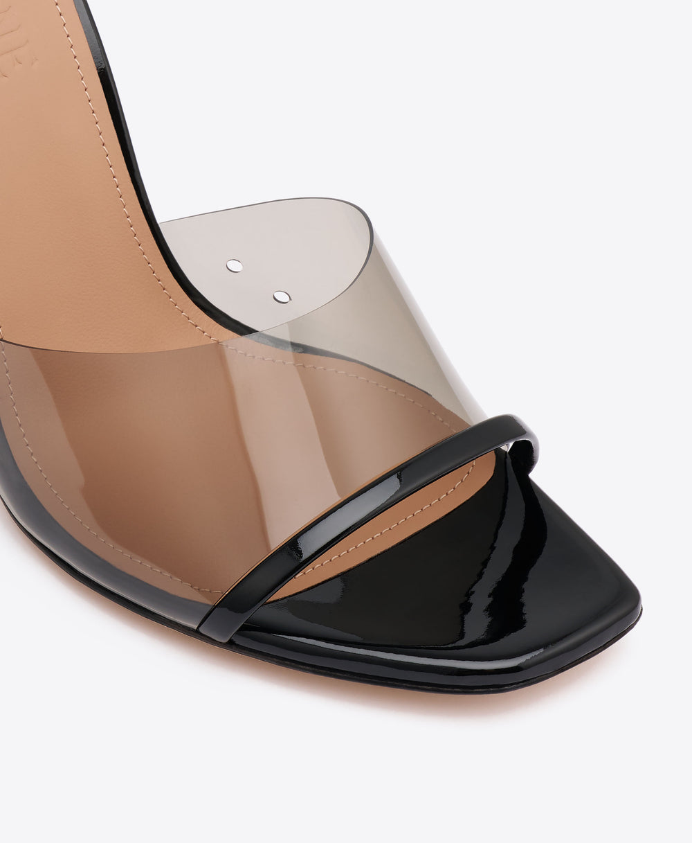Roxanne 90 Black Patent Leather Block Heel Sandals Malone Souliers