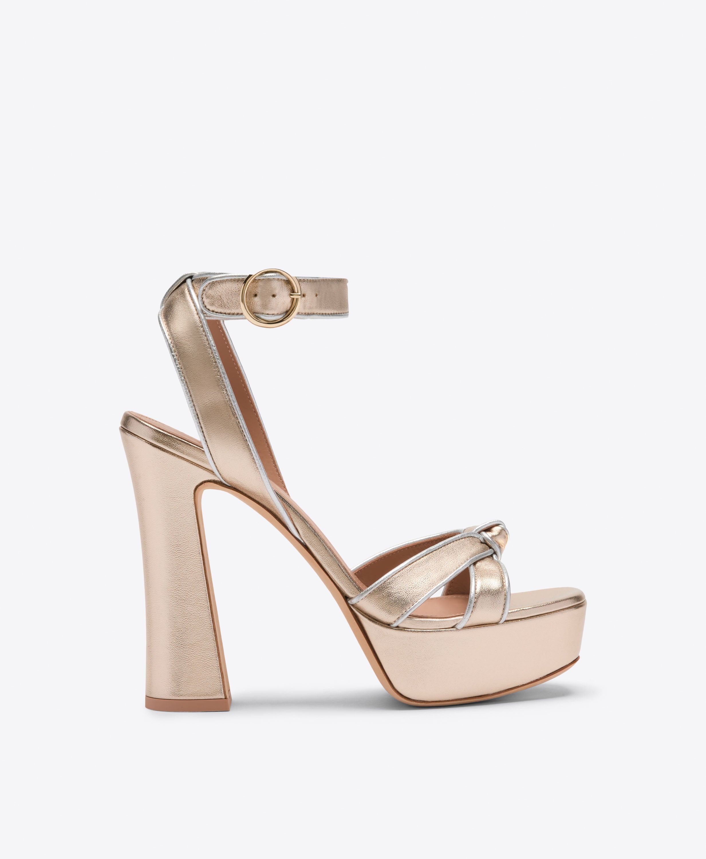 Rudi 125 Champagne Metallic Leather Platform Sandals | Malone Souliers