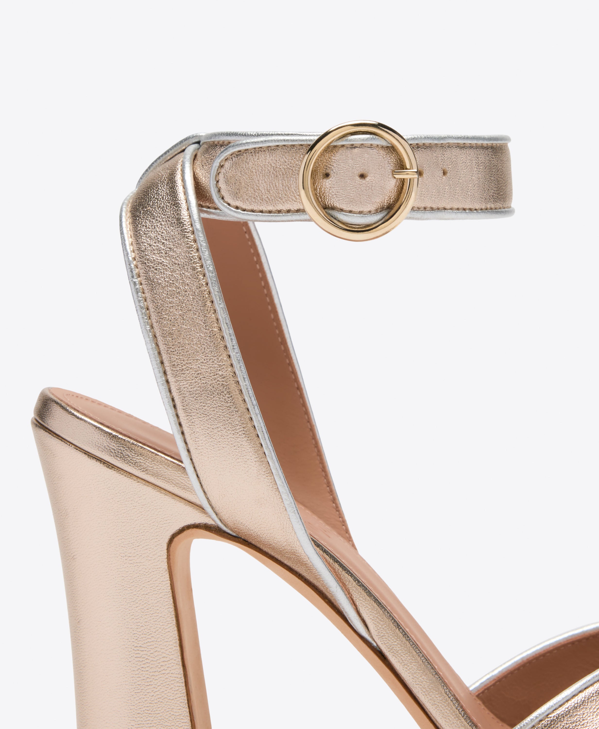 Rudi 125 Champagne Metallic Leather Platform Sandals | Malone Souliers