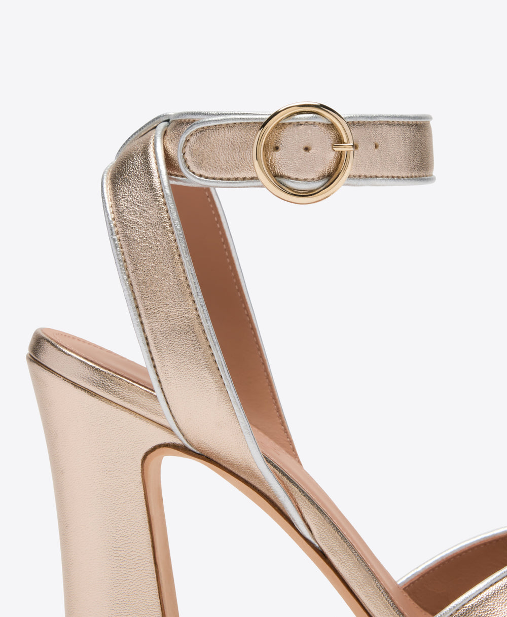 Rudi 125 Champagne Metallic Leather Platform Sandals Malone Souliers