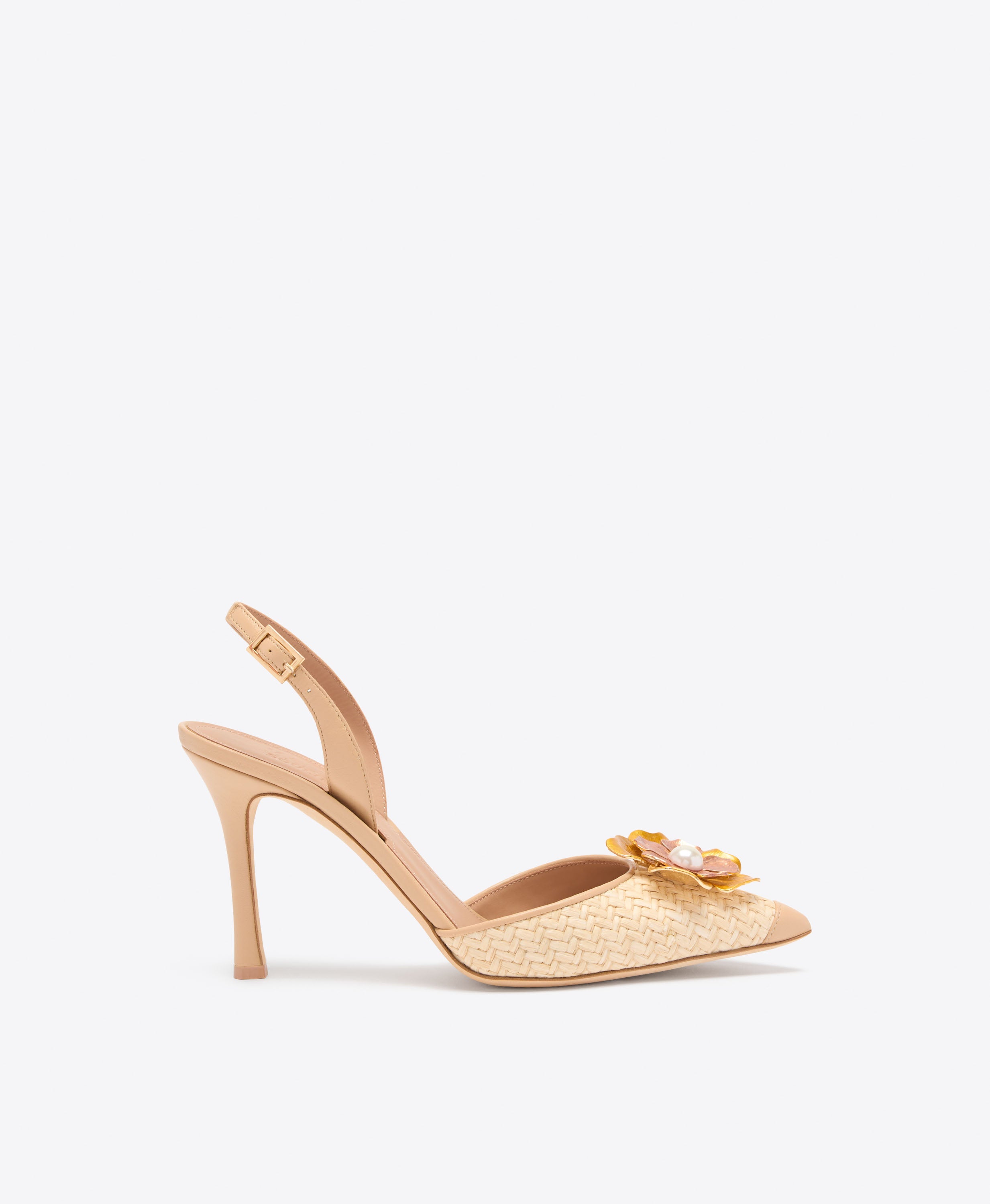 Sarah 90 Buff Raffia Slingbacks