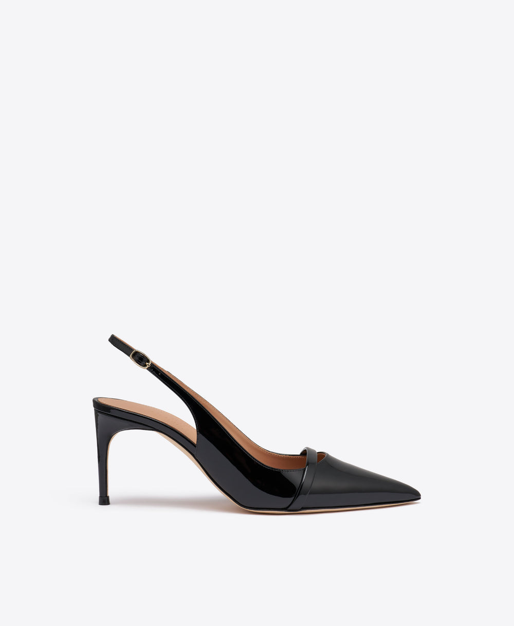 Schiffer 70 Black Patent Leather Slingback Pumps Malone Souliers