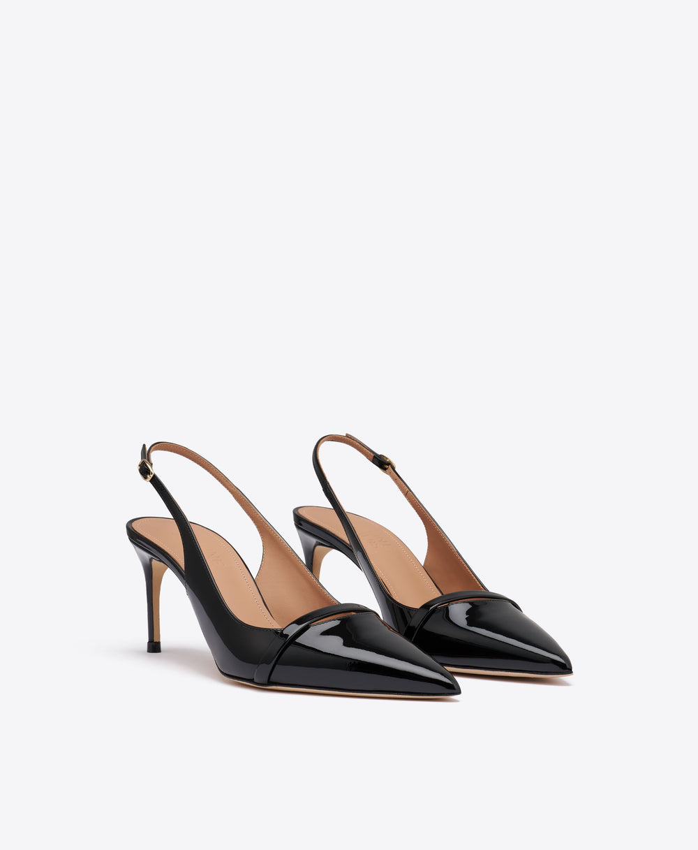 Schiffer 70 Black Patent Leather Slingback Pumps Malone Souliers