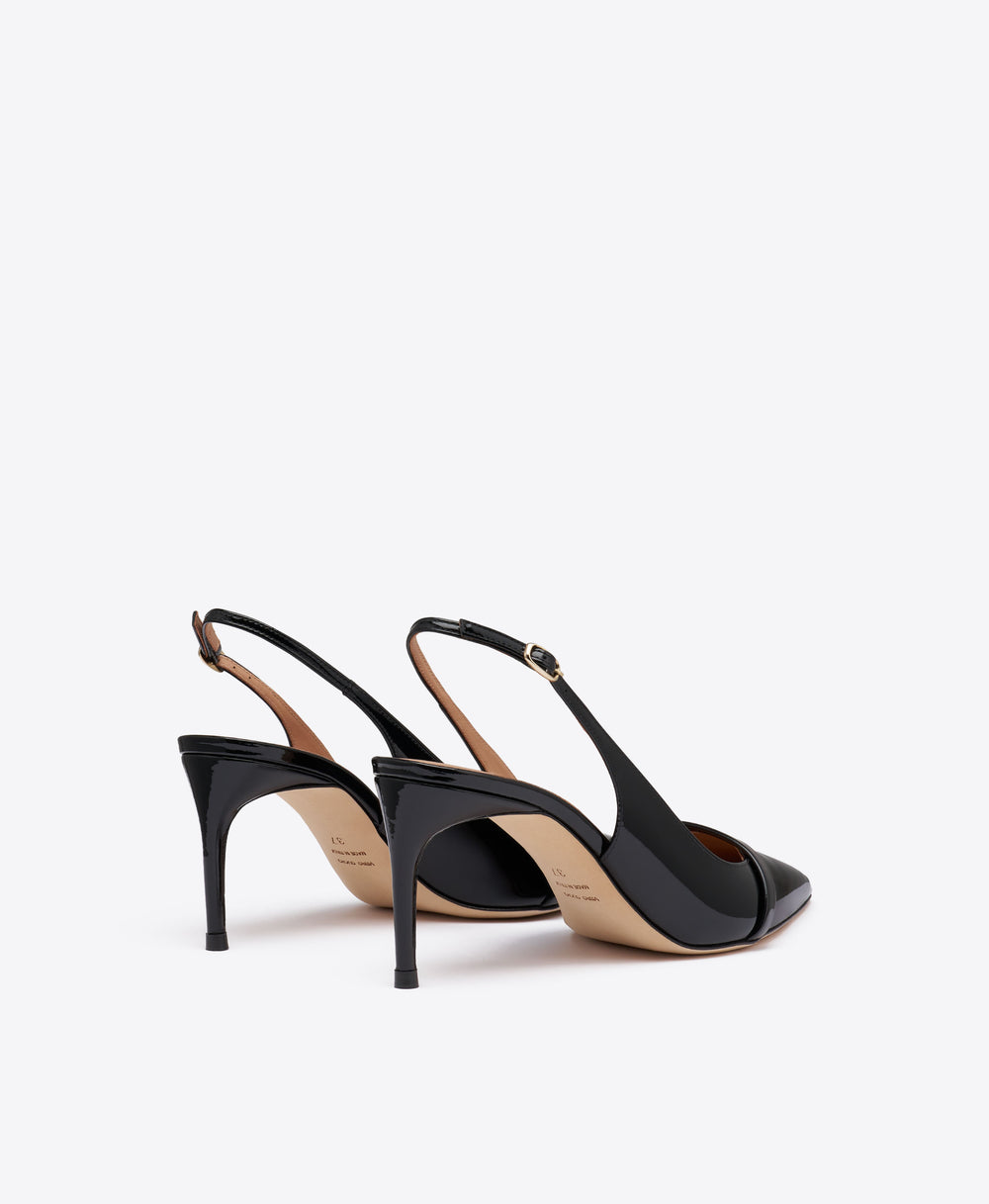 Schiffer 70 Black Patent Leather Slingback Pumps Malone Souliers
