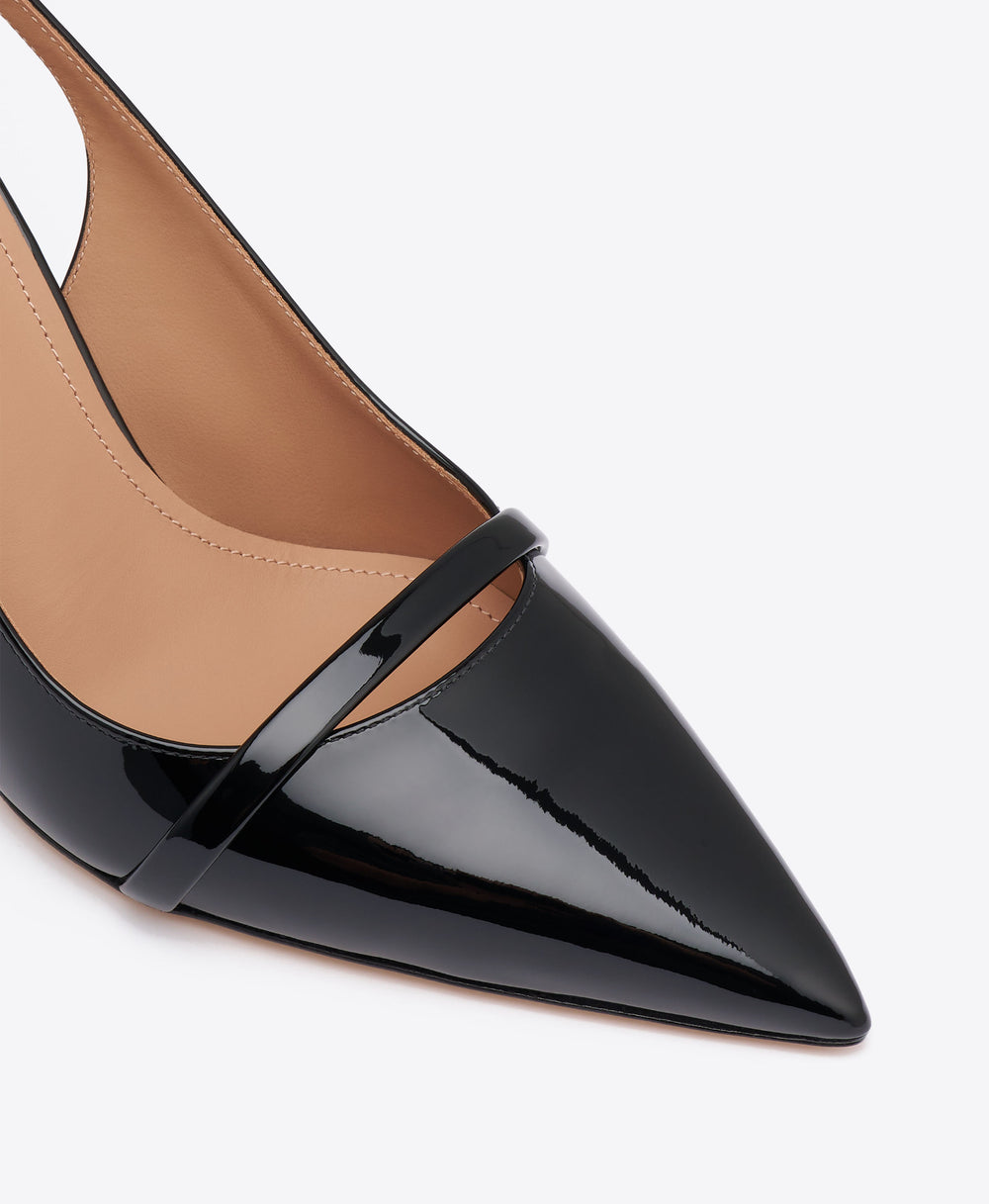 Schiffer 70 Black Patent Leather Slingback Pumps