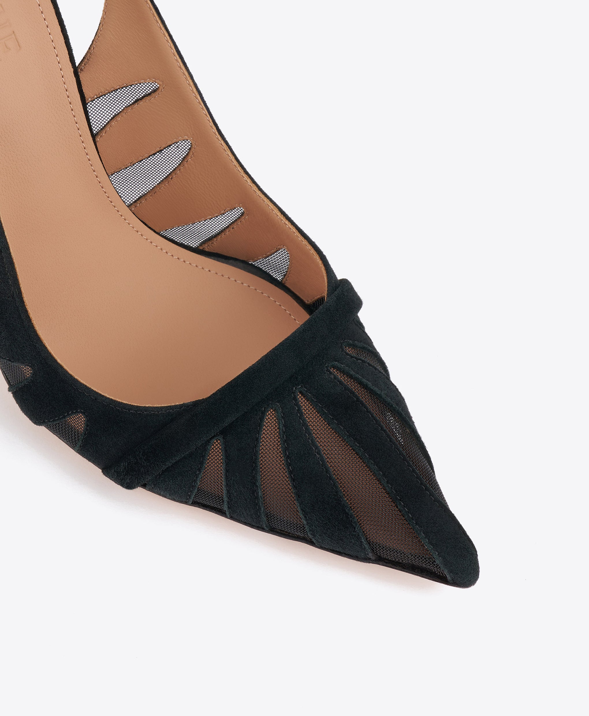 Schiffer 90 Black Suede Slingback Pumps