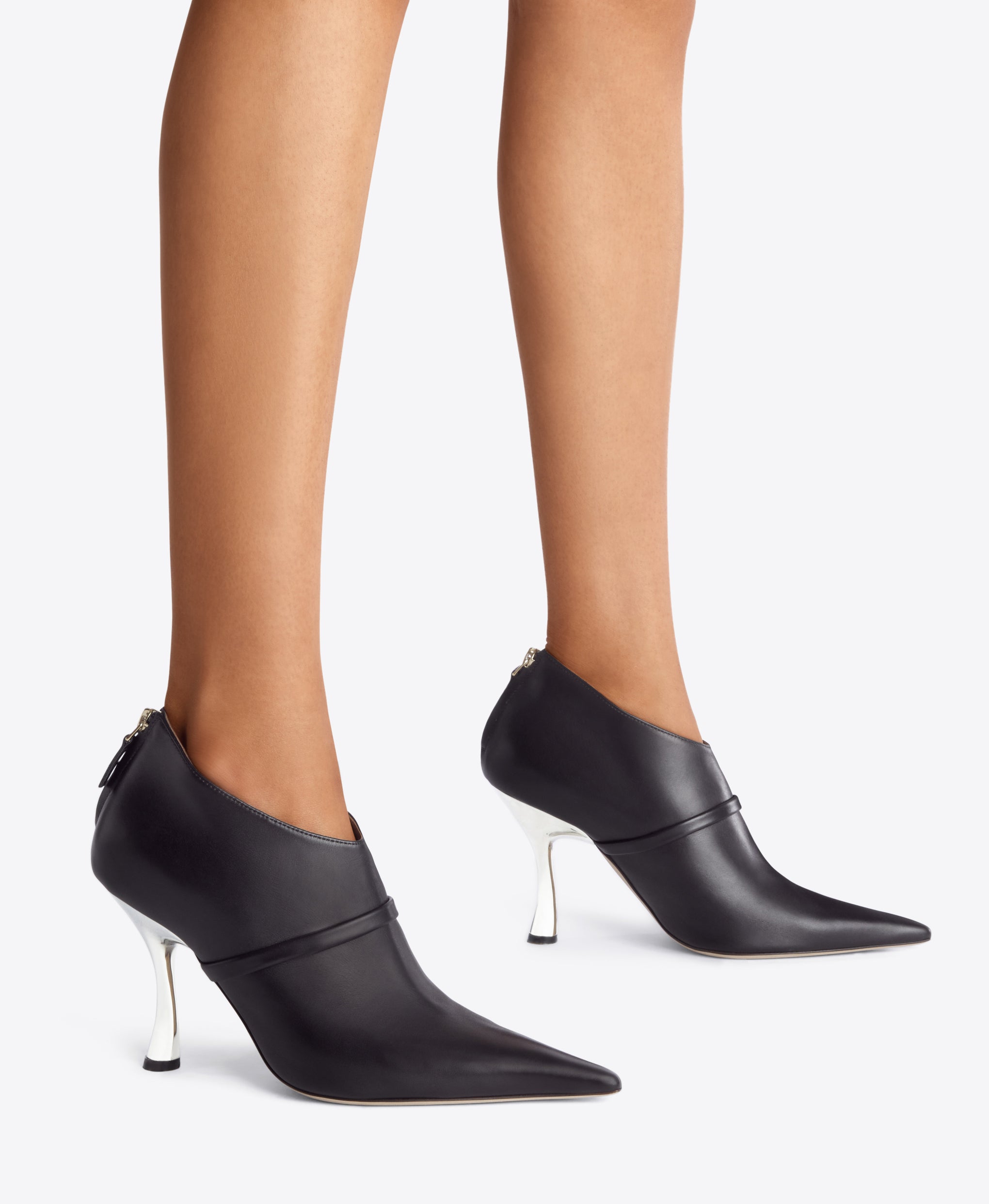Pointed Toe Bootie in Black Calf - Single Strap | Malone Souliers