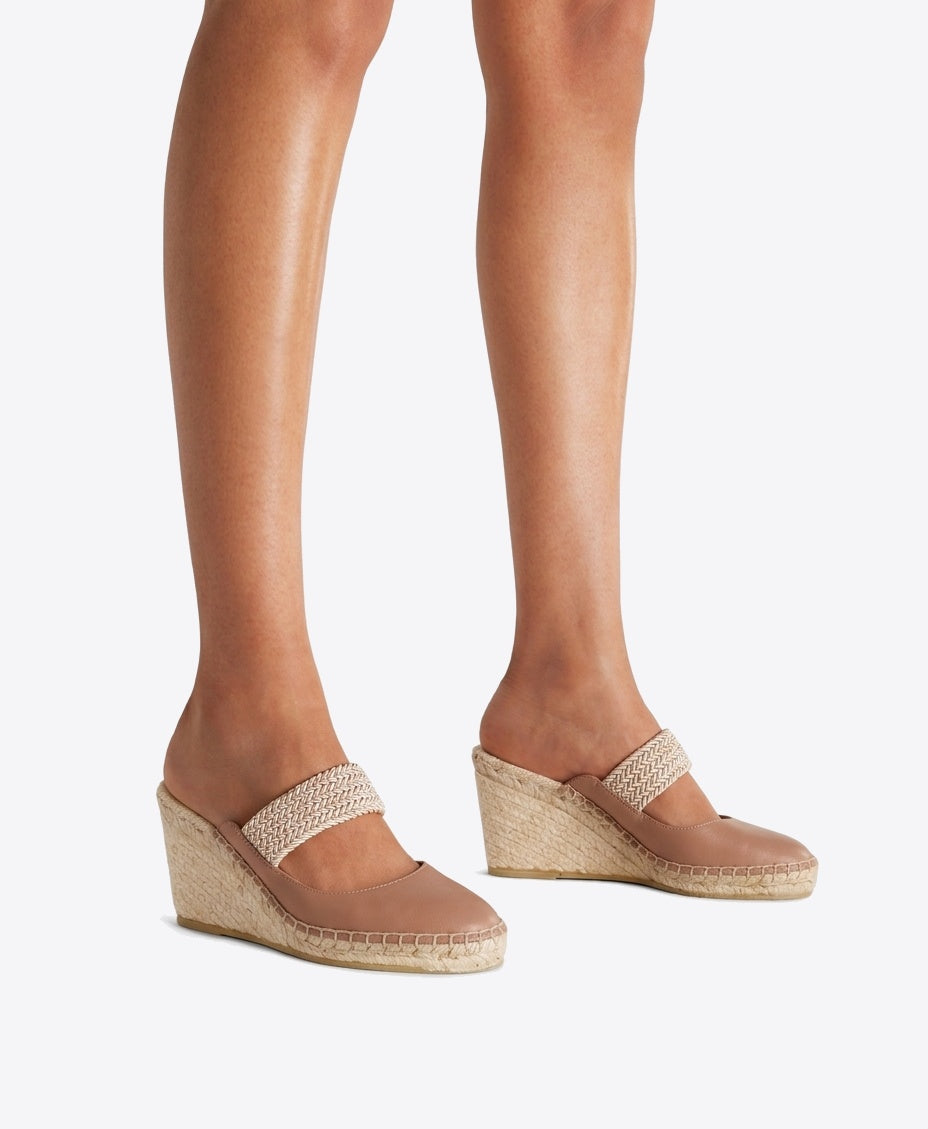 Siena 70mm Blush Leather Closed Toe Wedges