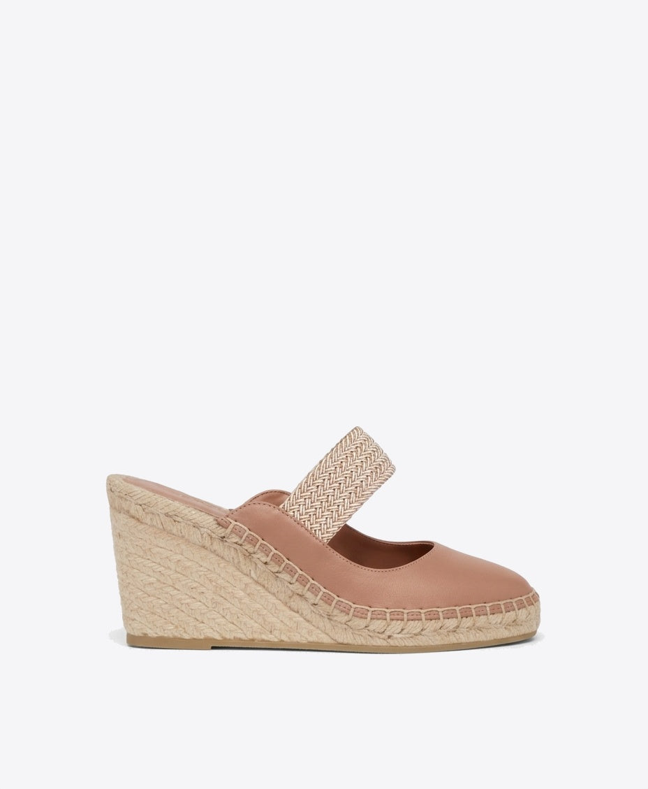 Siena 70mm Blush Leather Closed Toe Wedges