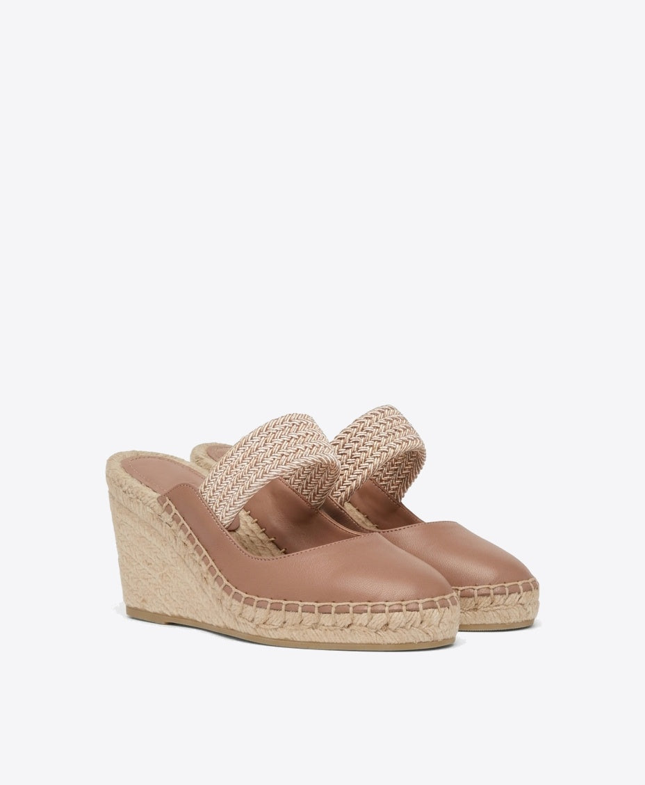 Siena 70 Blush Leather Wedge Mules