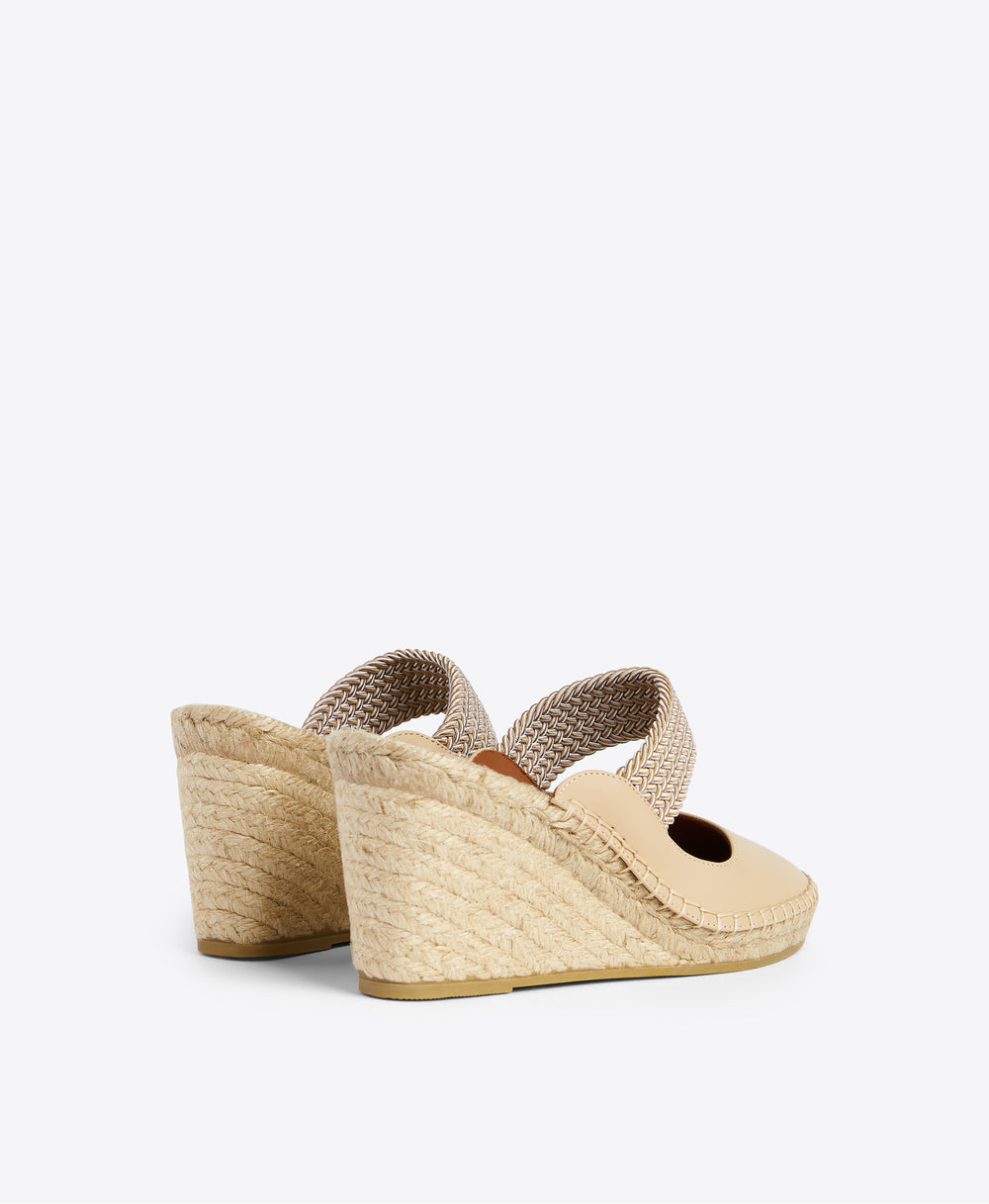 Malone Souliers Siena 70 Beige Leather Heeled Wedges