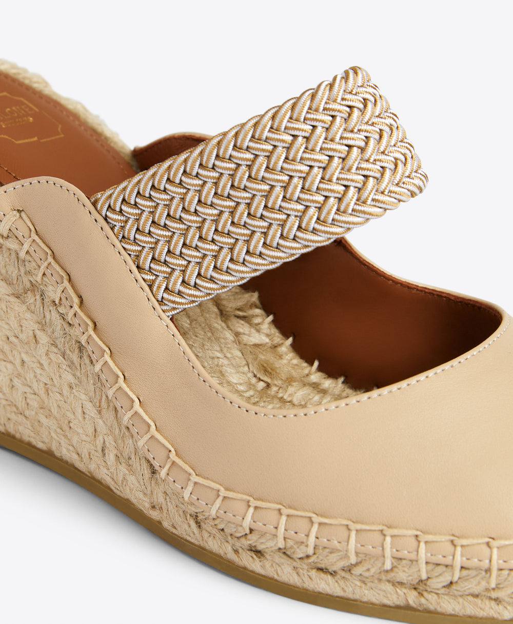 Malone Souliers Siena 70 Beige Leather Heeled Wedges