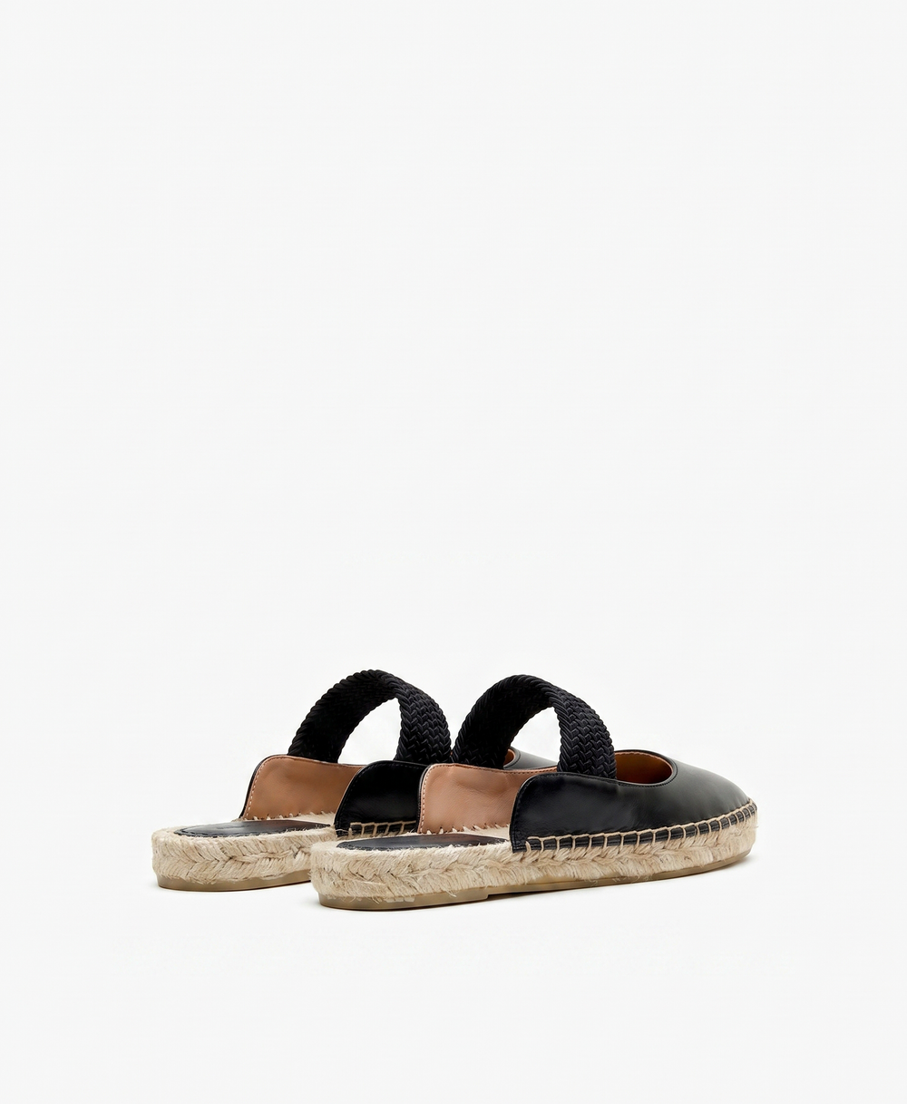 Siena Black Leather Flat Mules