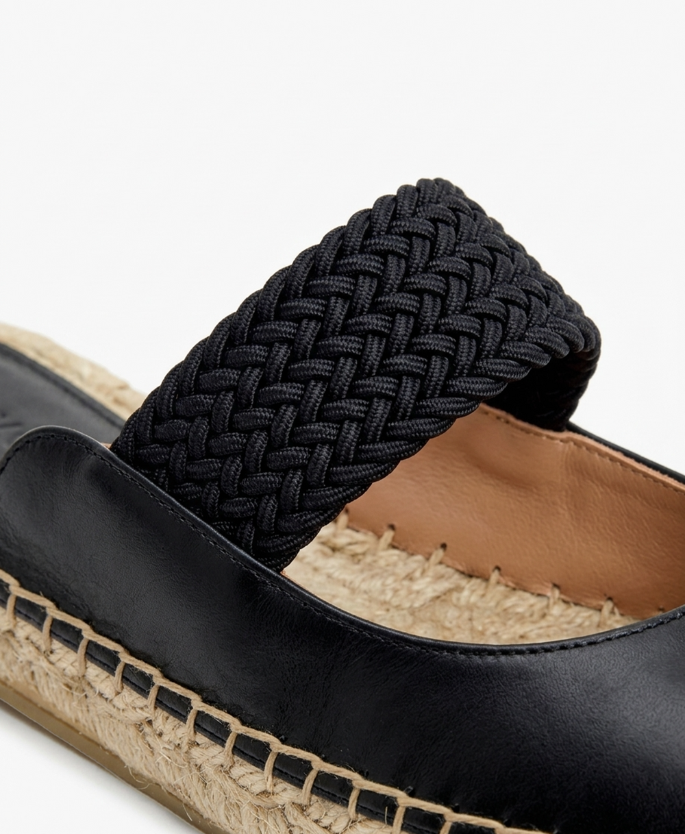 Siena Black Leather Flat Mules